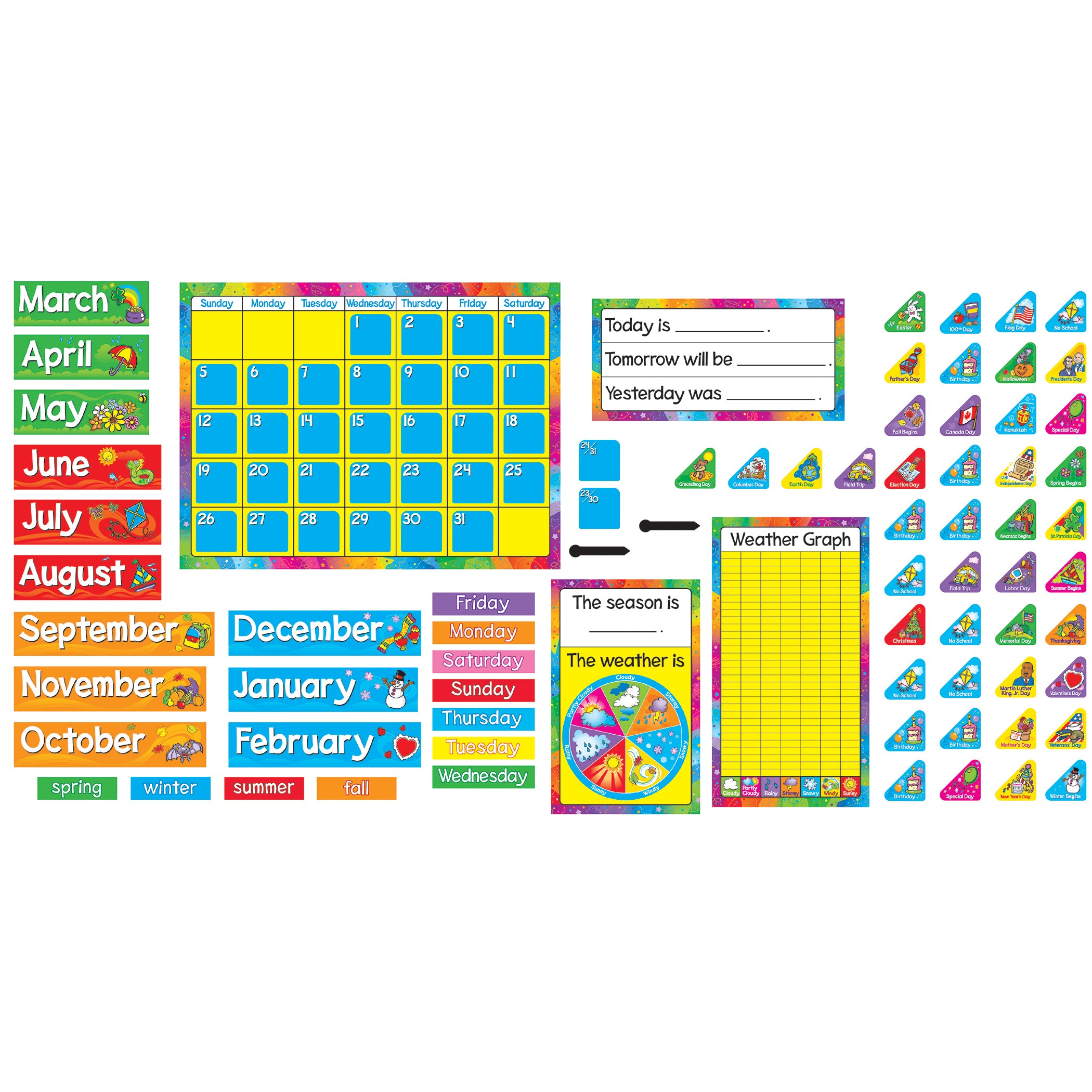 Year Around Calendar Bulletin Board Set, 2 Sets