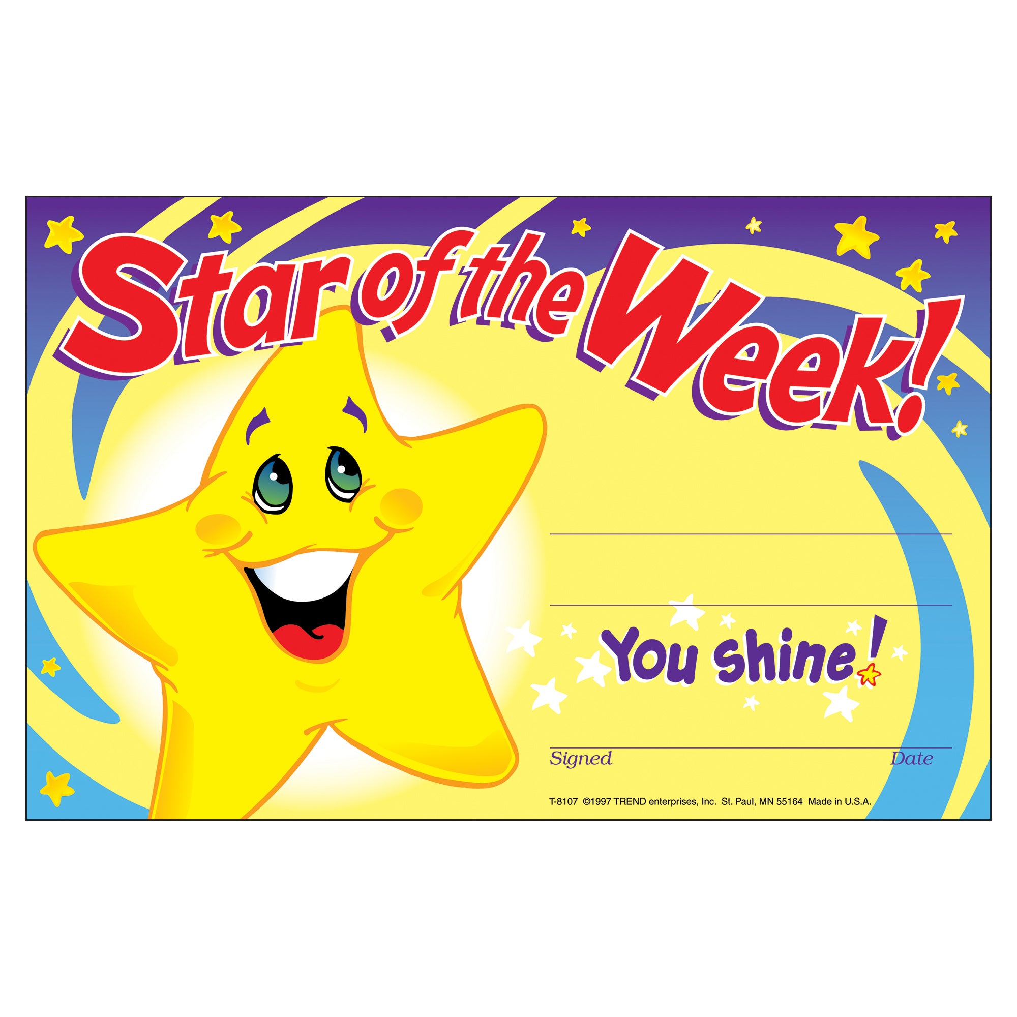 Star of the Week! Recognition Awards, 30 Per Pack, 6 Packs