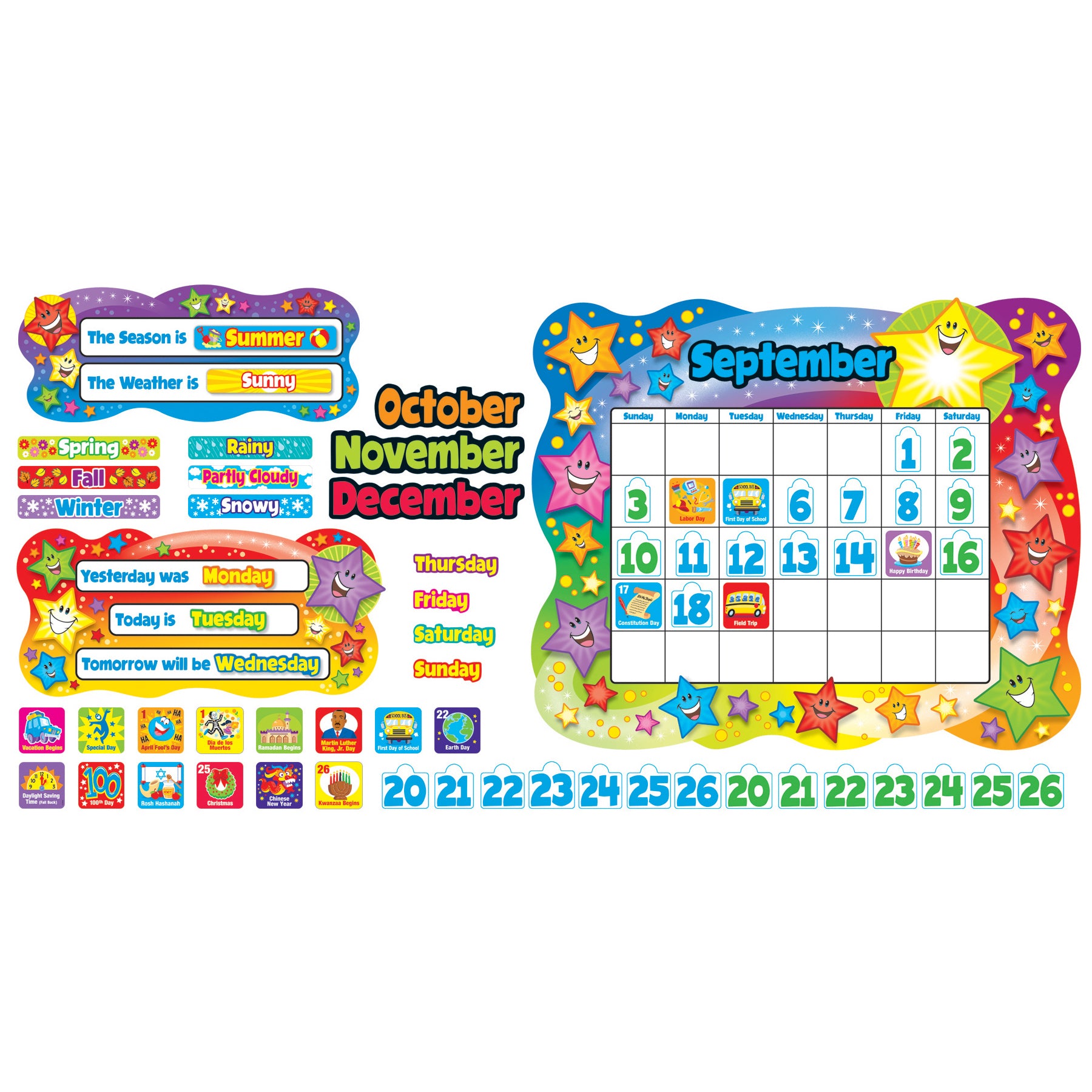 Star Calendar Bulletin Board Set, 2 Sets