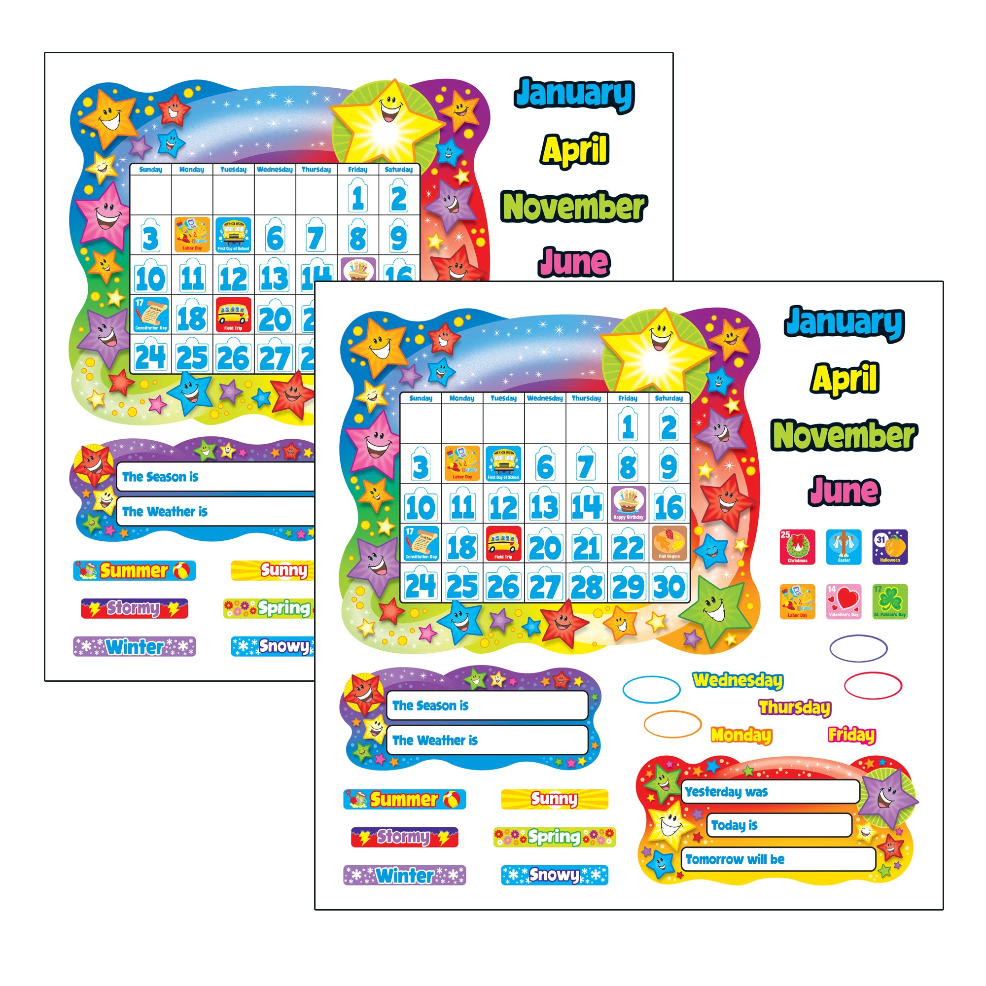 Star Calendar Bulletin Board Set, 2 Sets