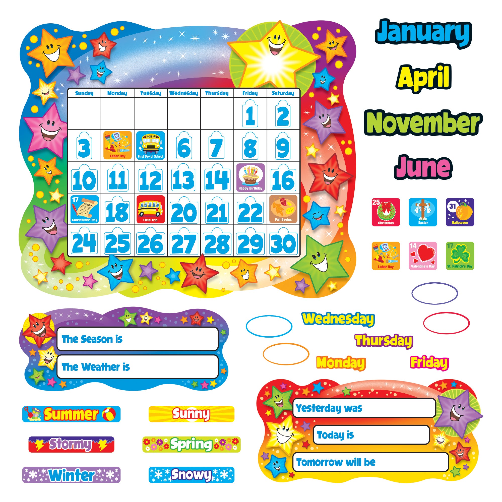 Star Calendar Bulletin Board Set