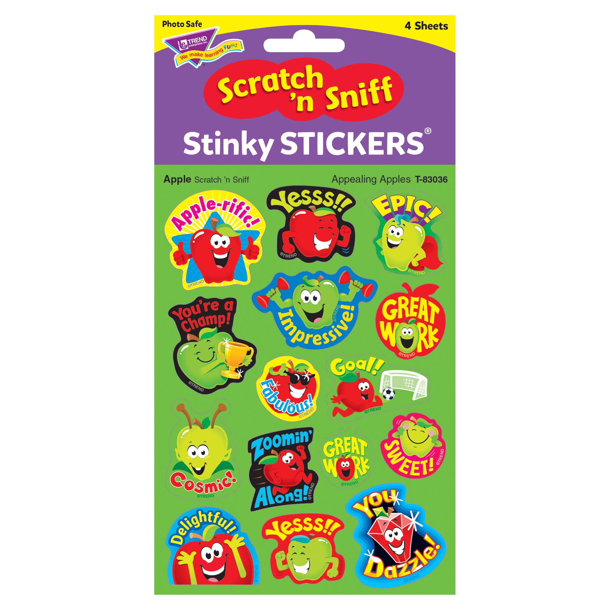 Appealing Apples/Apple Mixed Shapes Stinky Stickers®, 60 Per Pack, 6 Packs