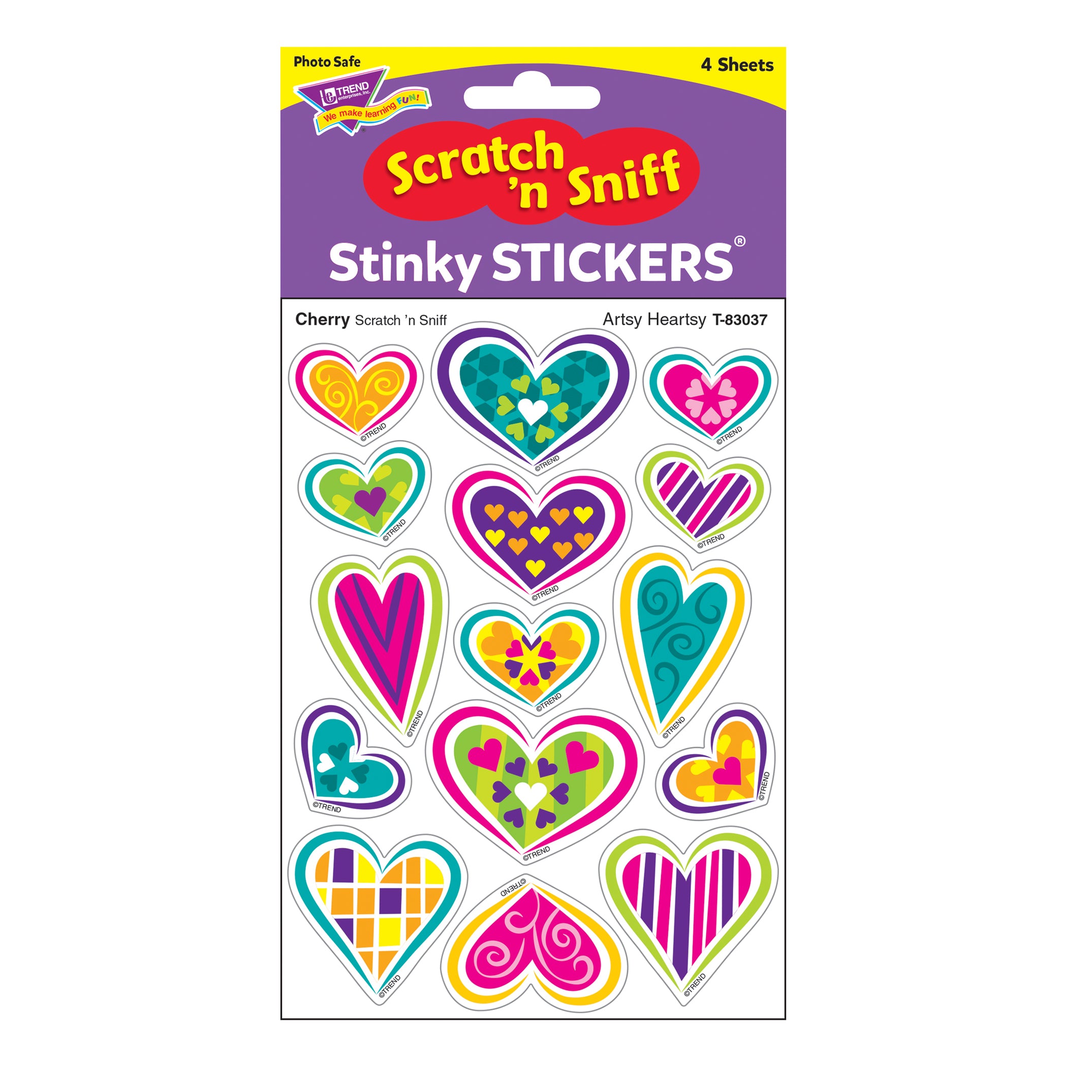 Artsy Heartsy/Cherry Mixed Shapes Stinky Stickers®, 60 Per Pack, 6 Packs