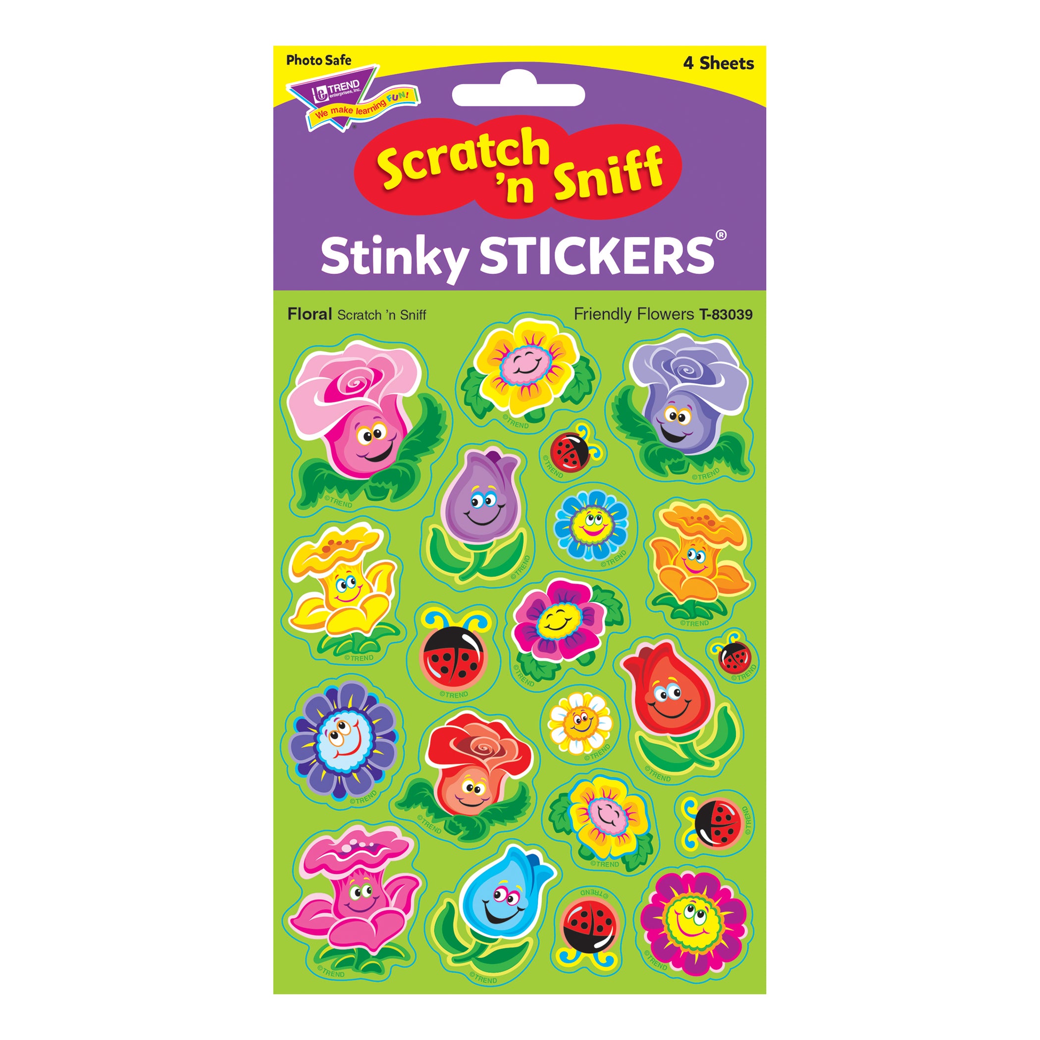 Friendly Flowers/Floral Mixed Shapes Stinky Stickers®, 84 Per Pack, 6 Packs