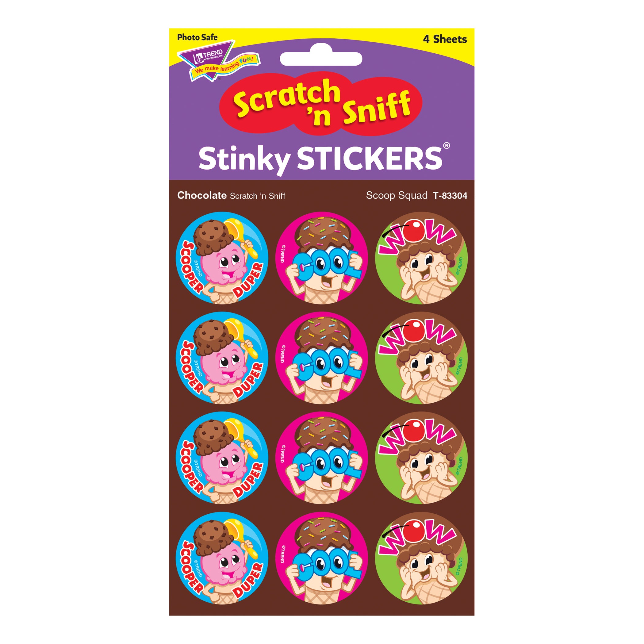 Scoop Squad/Chocolate Stinky Stickers®, 48 Per Pack, 6 Packs