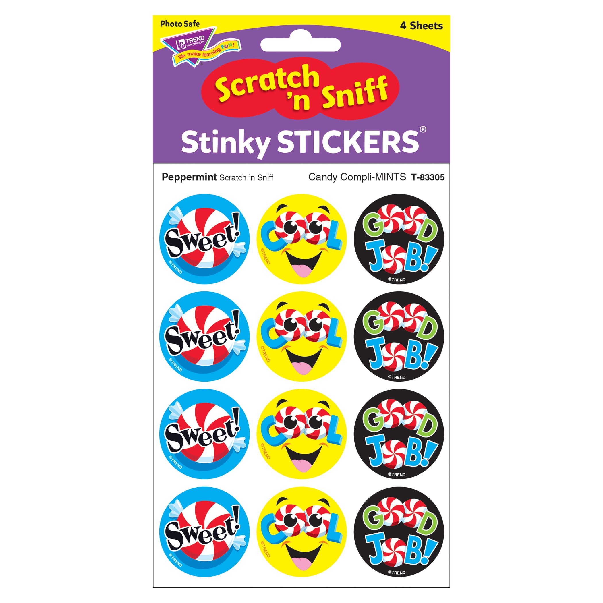 Candy Compli-MINTS/Peppermint Stinky Stickers®, 48 Per Pack, 6 Packs