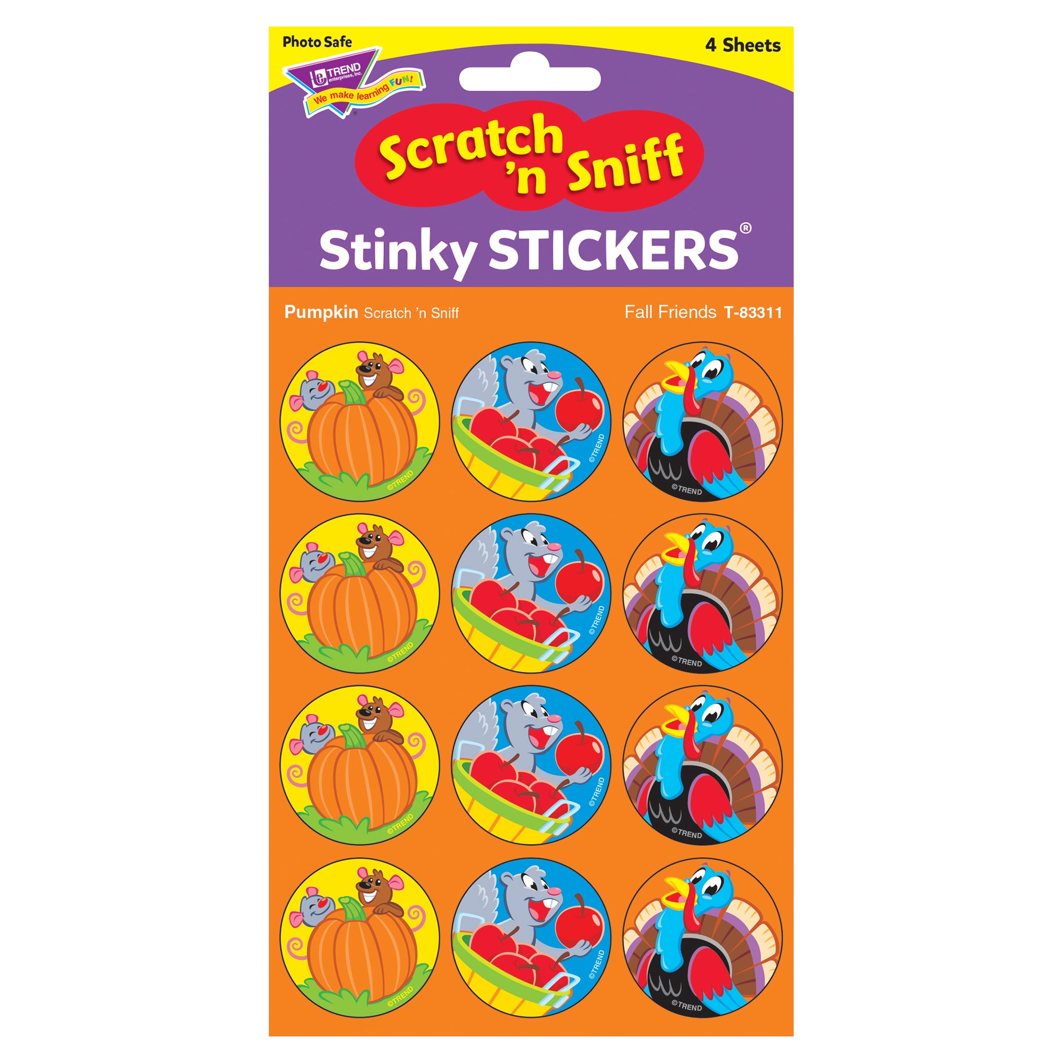 Fall Friends/Pumpkin Stinky Stickers®, 48 Per Pack, 6 Packs