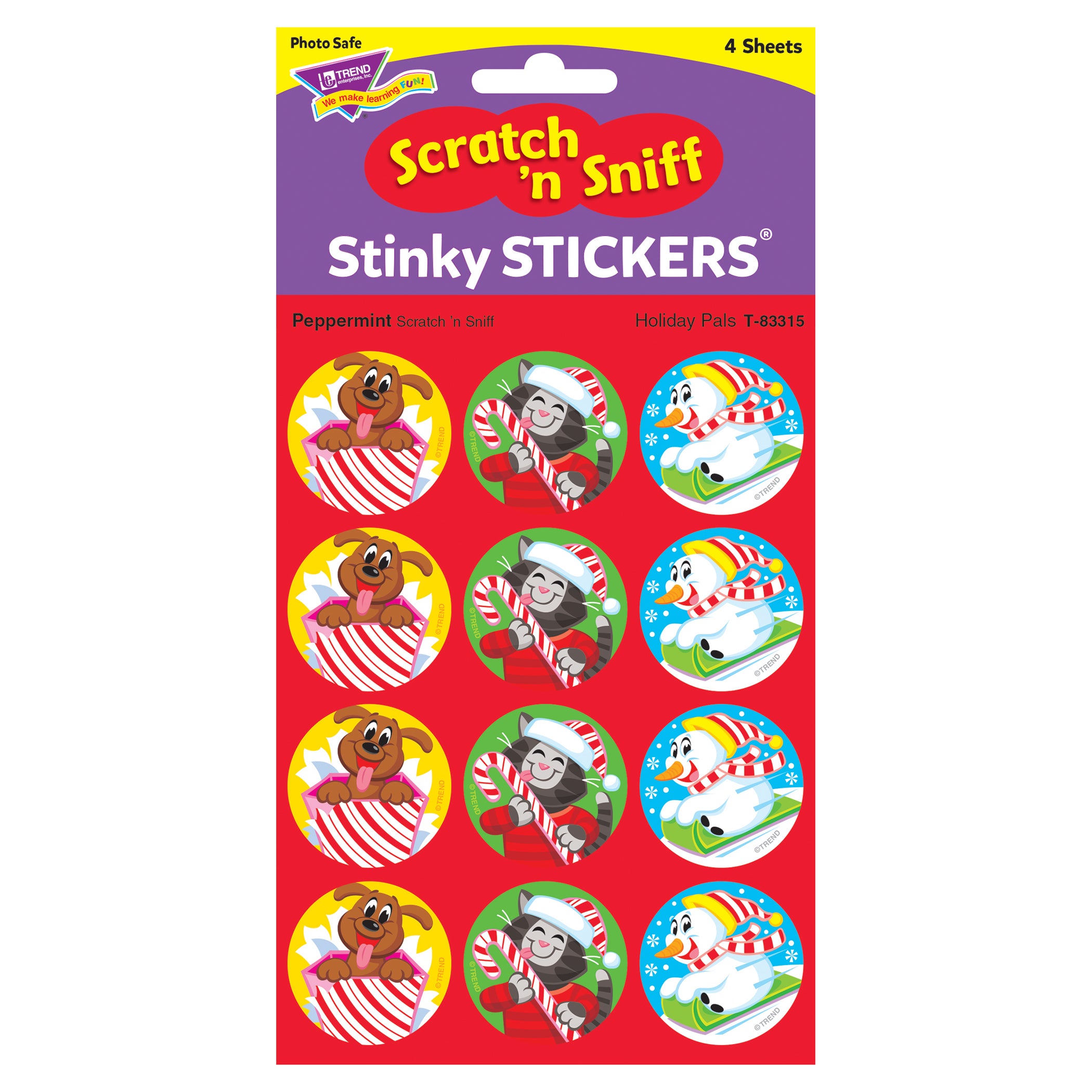 Holiday Pals/Peppermint Stinky Stickers®, 48 Per Pack, 6 Packs