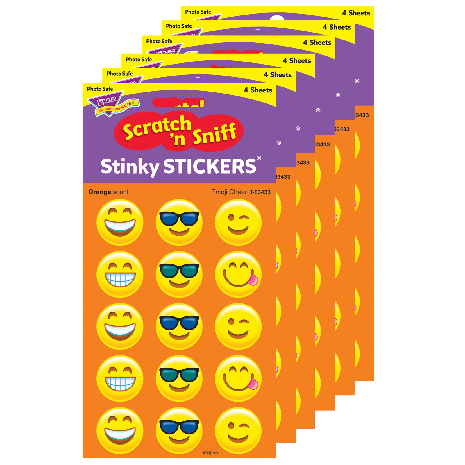 Emotion Icon Cheer/Orange Stinky Stickers®, 60 Per Pack, 6 Packs