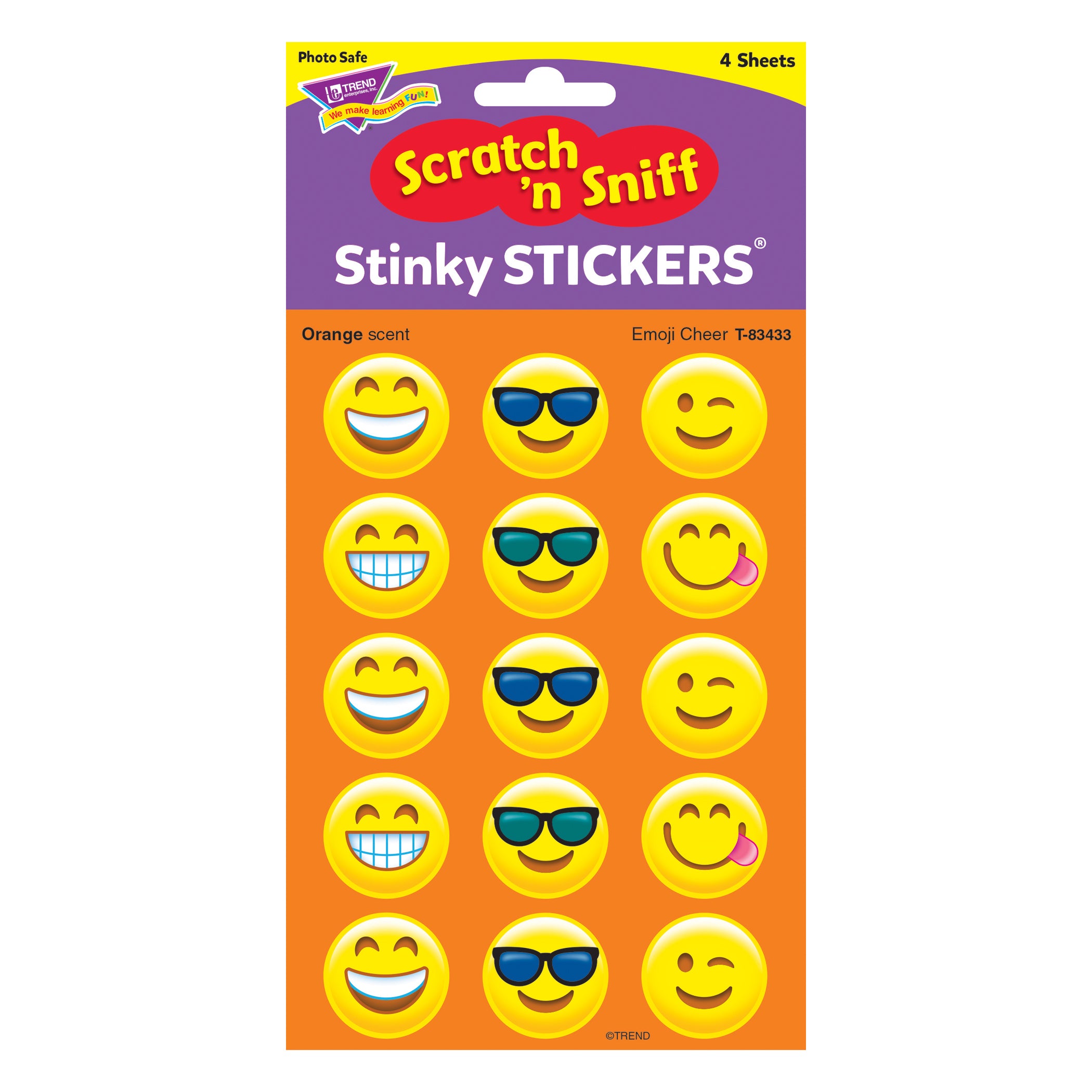 Emotion Icon Cheer/Orange Stinky Stickers®, 60 Per Pack, 6 Packs