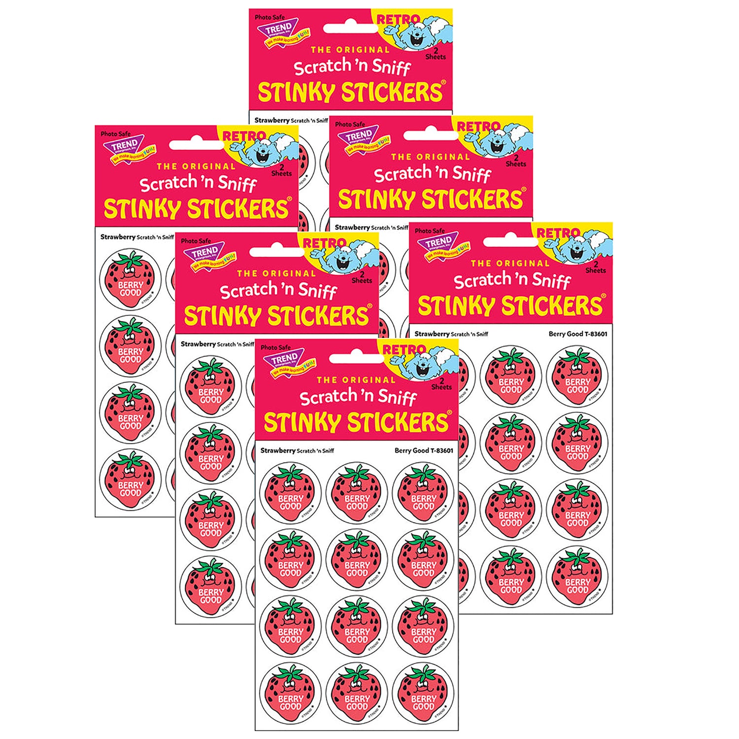 Berry Good/Strawberry Scented Stickers, 24 Per Pack, 6 Packs