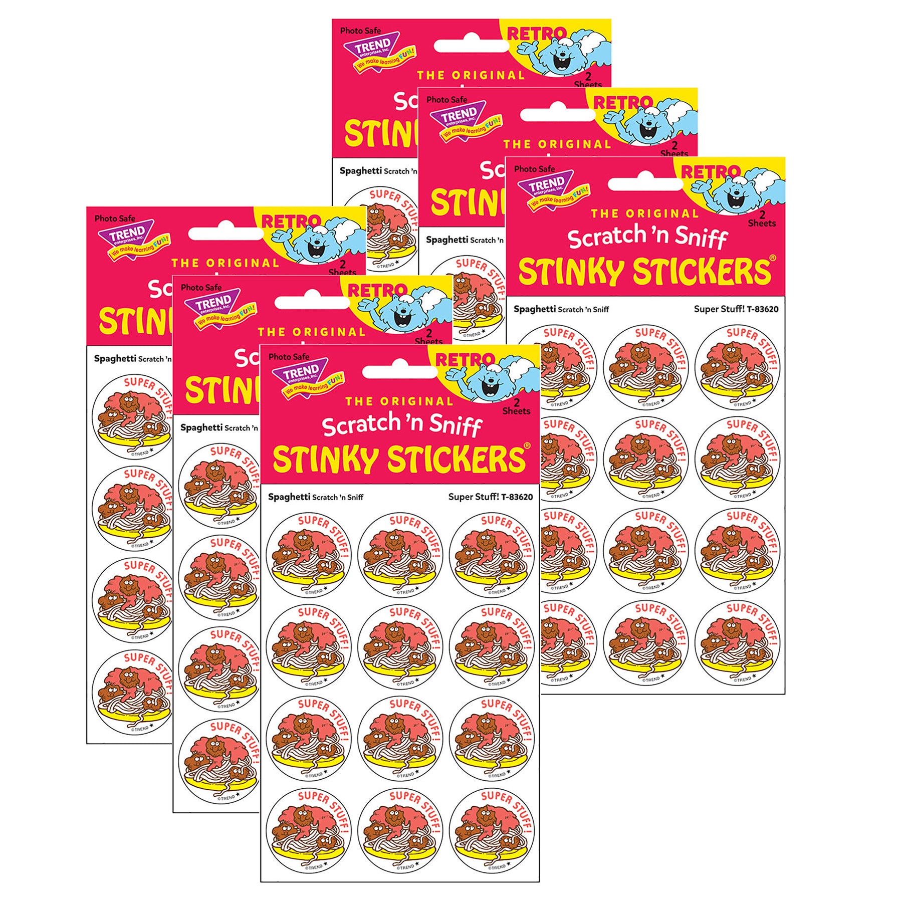 Super Stuff!/Spaghetti Scented Stickers, 24 Per Pack, 6 Packs