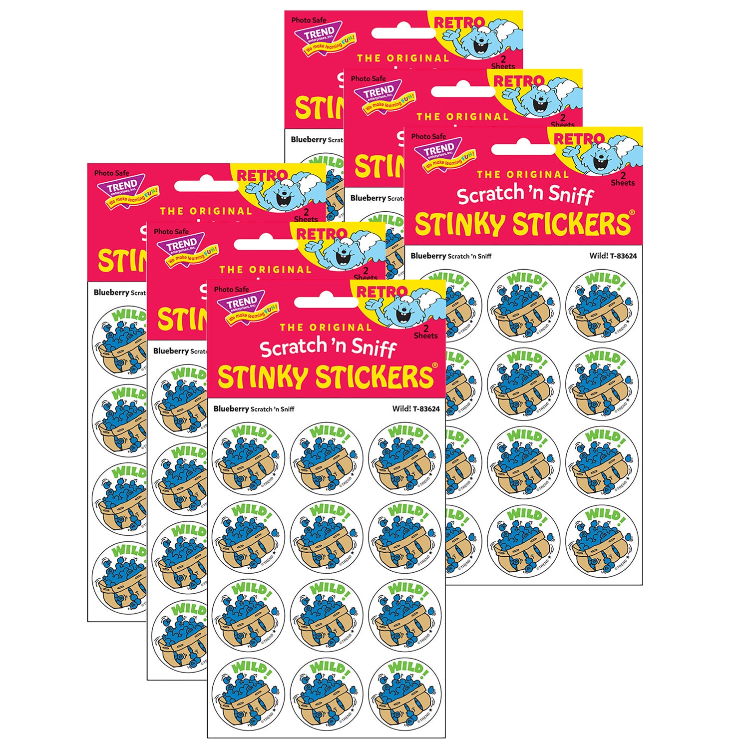 Wild!/Blueberry Scented Stickers, 24 Per Pack, 6 Packs