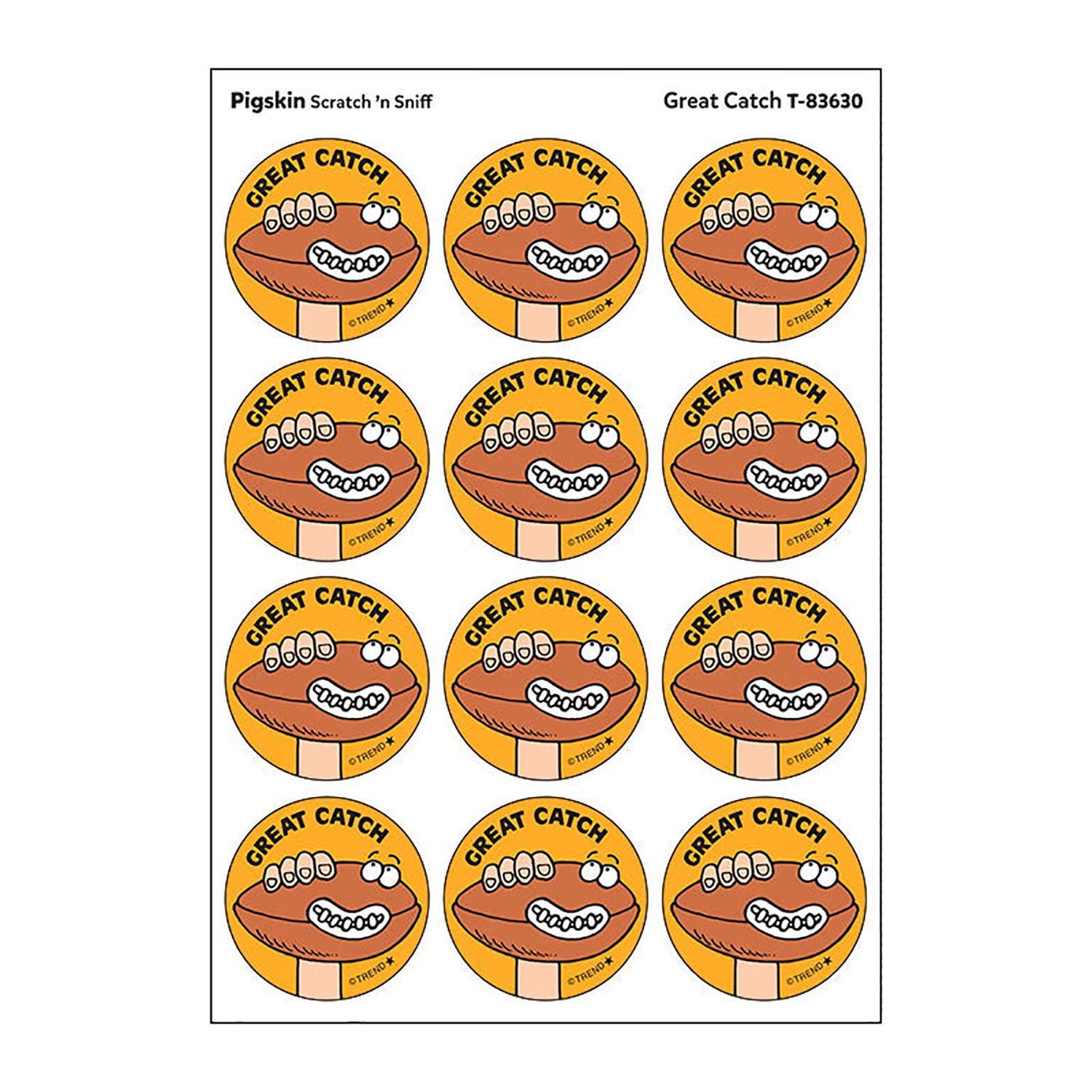 Great Catch/Pigskin Scent Retro Scratch 'n Sniff Stinky Stickers®, 24 Per Pack, 6 Packs