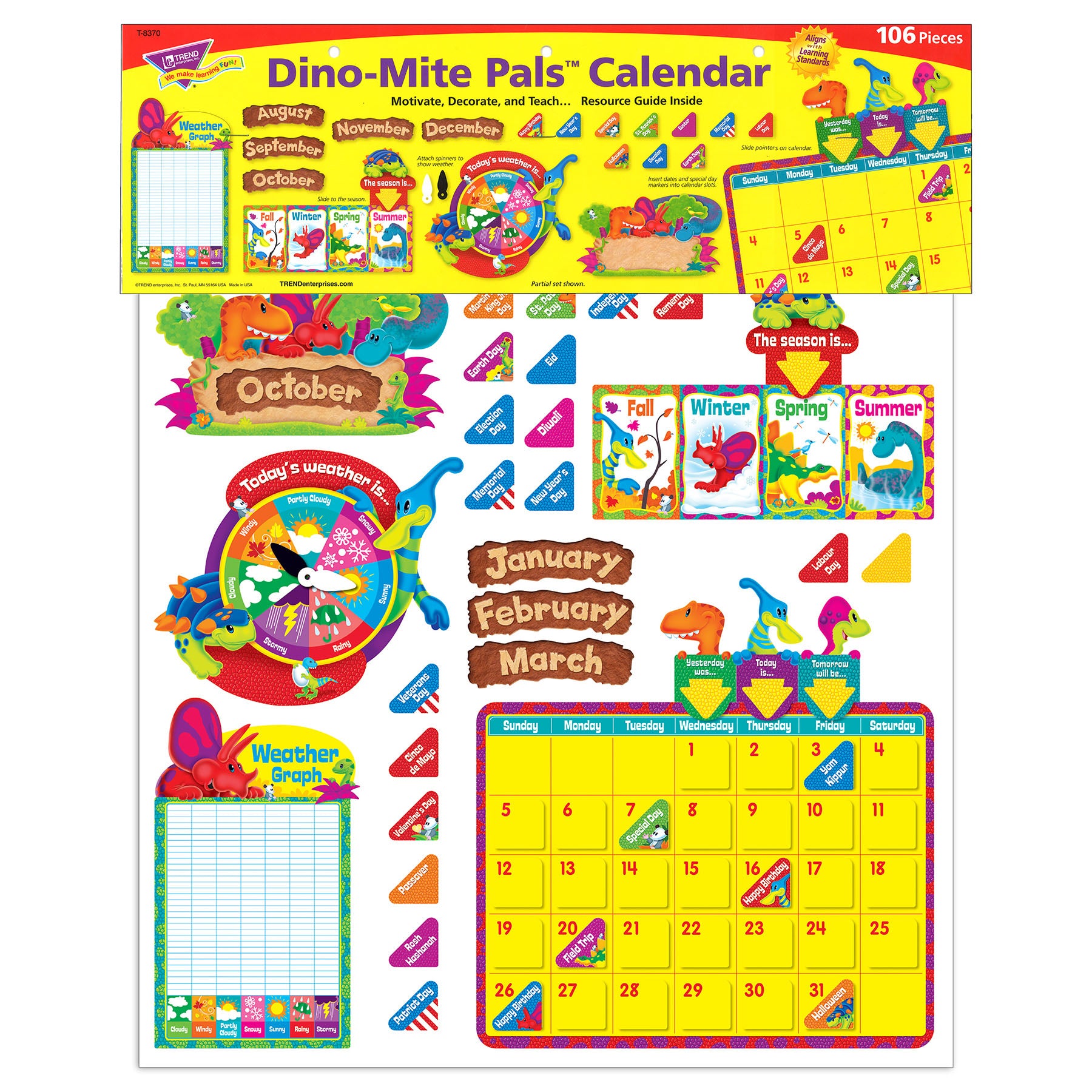 Dino-Mite Pals® Calendar Bulletin Board Set, 2 Sets