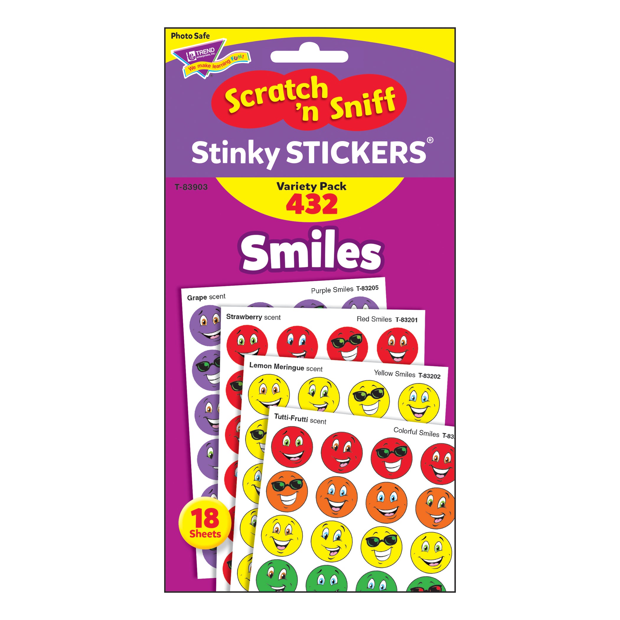 Smiles Stinky Stickers® Variety Pack, 432 Per Pack, 3 Packs