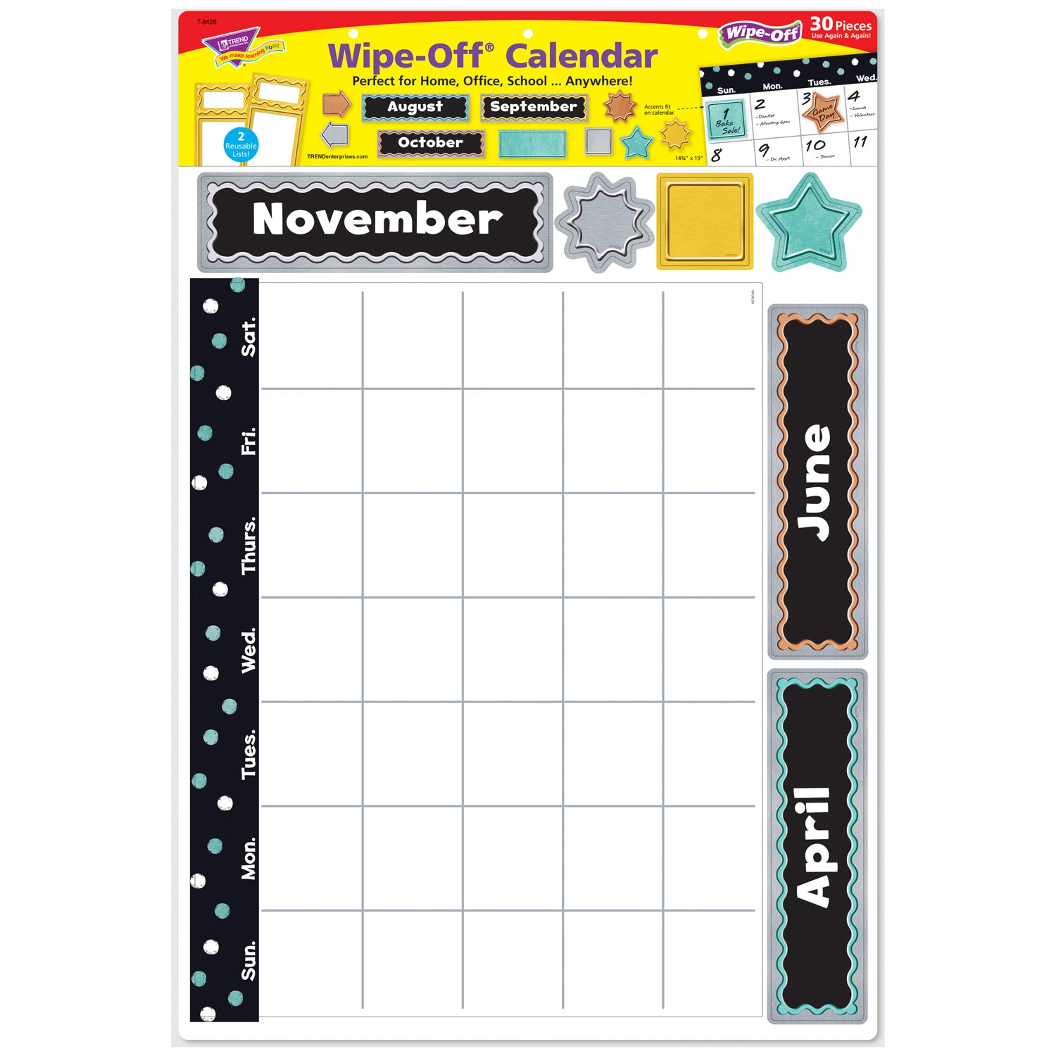 I ♥ Metal™ Wipe-Off® Calendar Bulletin Board Set, 3 Sets