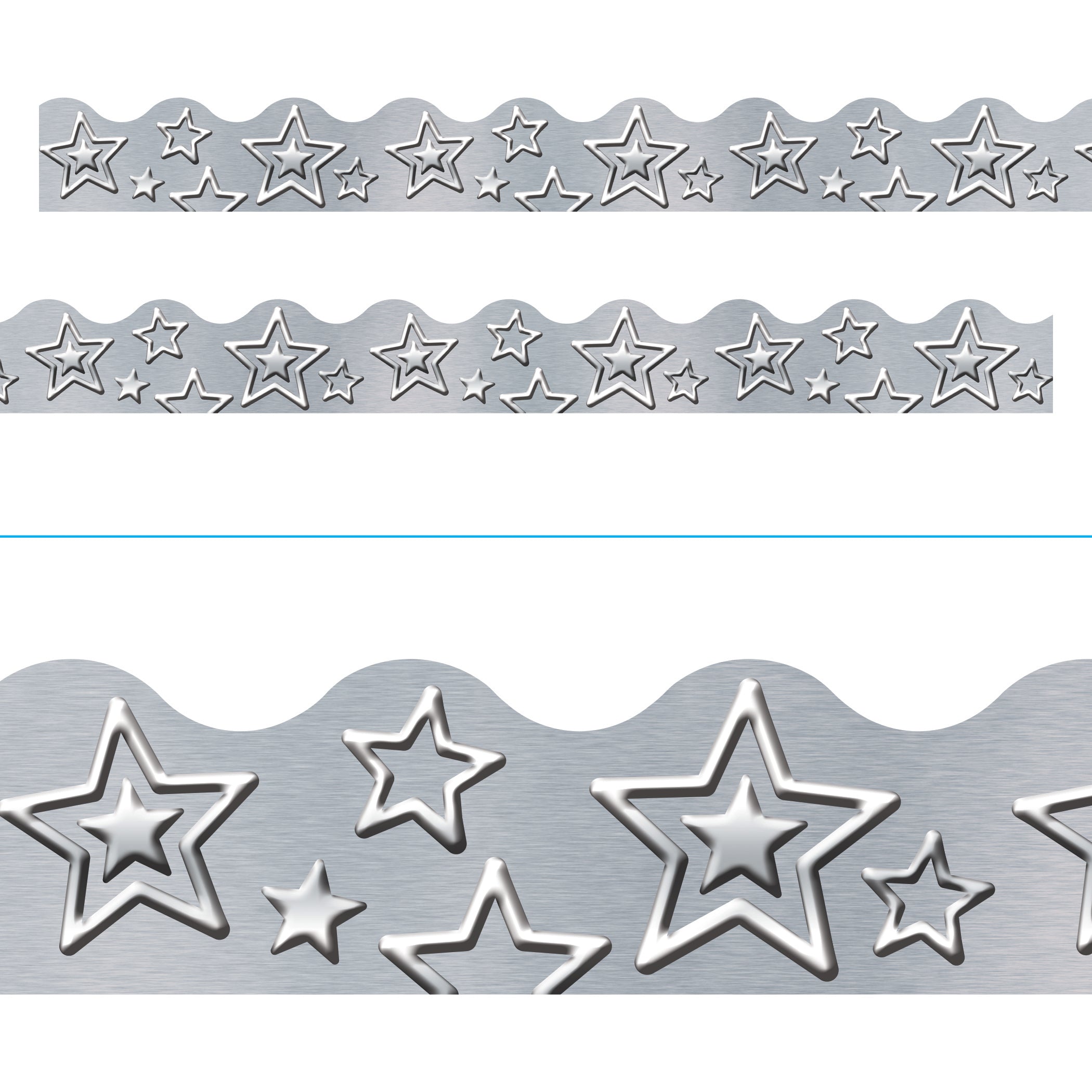 I ♥ Metal Silver Stars Terrific Trimmers®, 39' Per Pack, 6 Packs