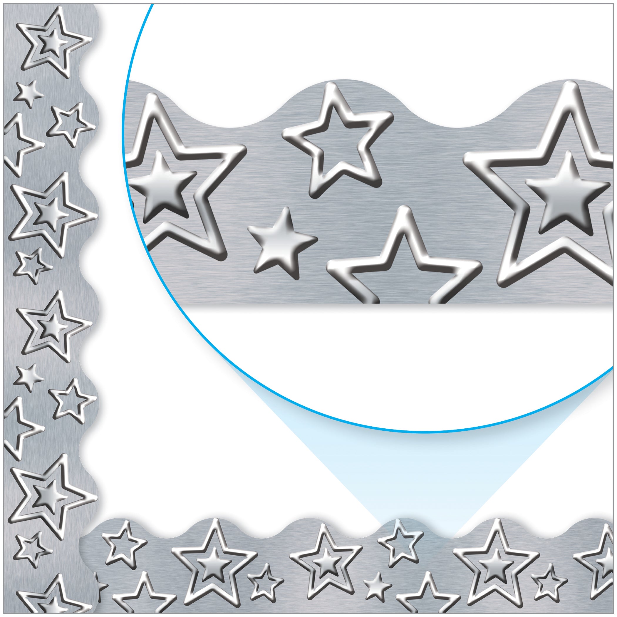 I ♥ Metal Silver Stars Terrific Trimmers®, 39' Per Pack, 6 Packs