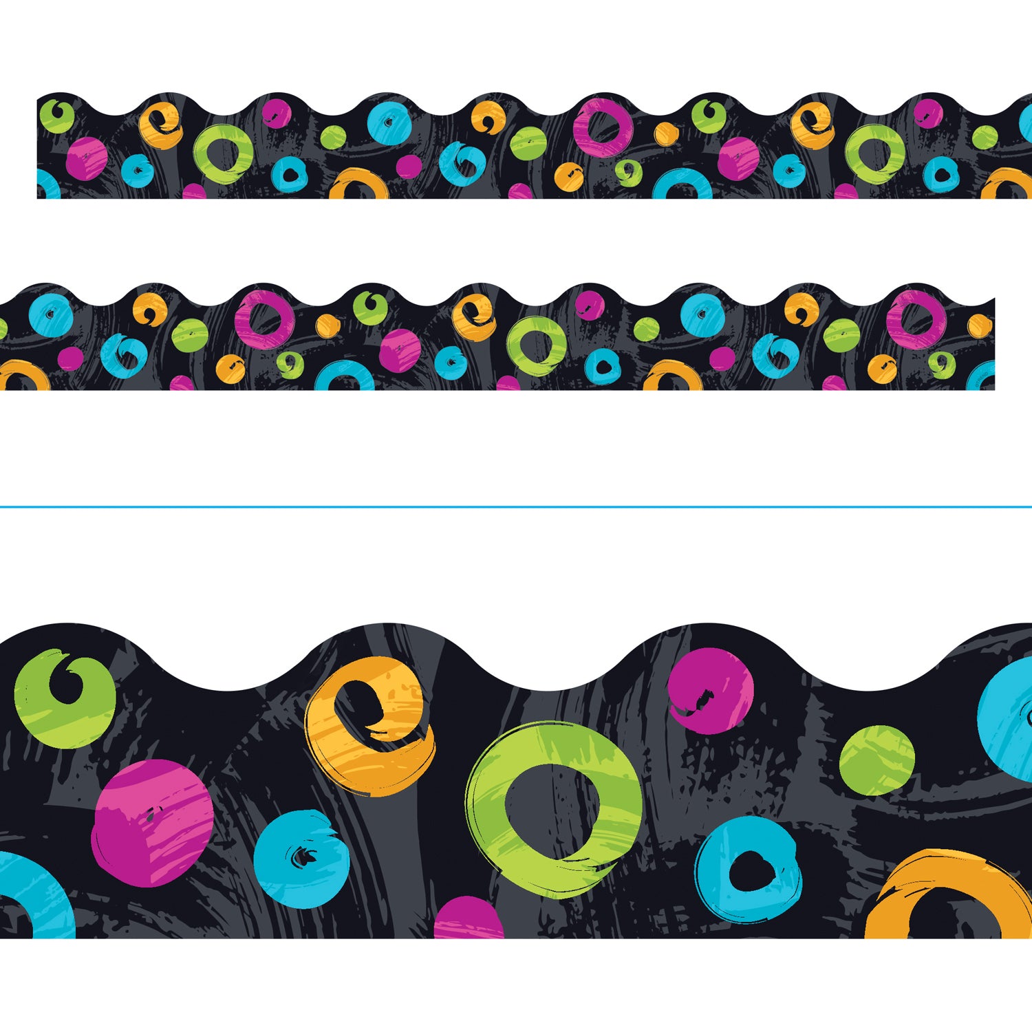 Color Harmony™ Swirl Dots on Black Terrific Trimmers®, 39 Feet Per Pack, 6 Packs