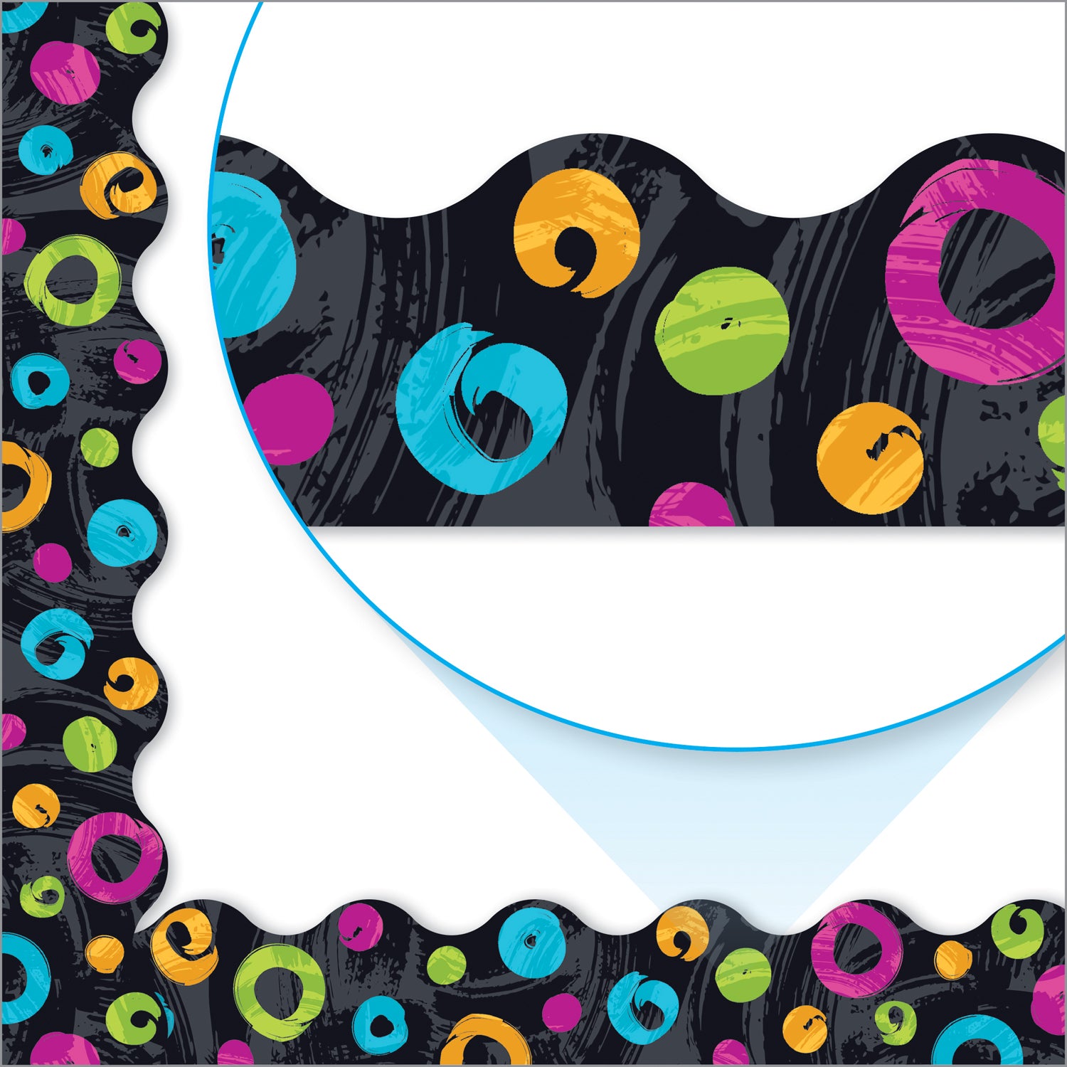 Color Harmony™ Swirl Dots on Black Terrific Trimmers®, 39 Feet Per Pack, 6 Packs