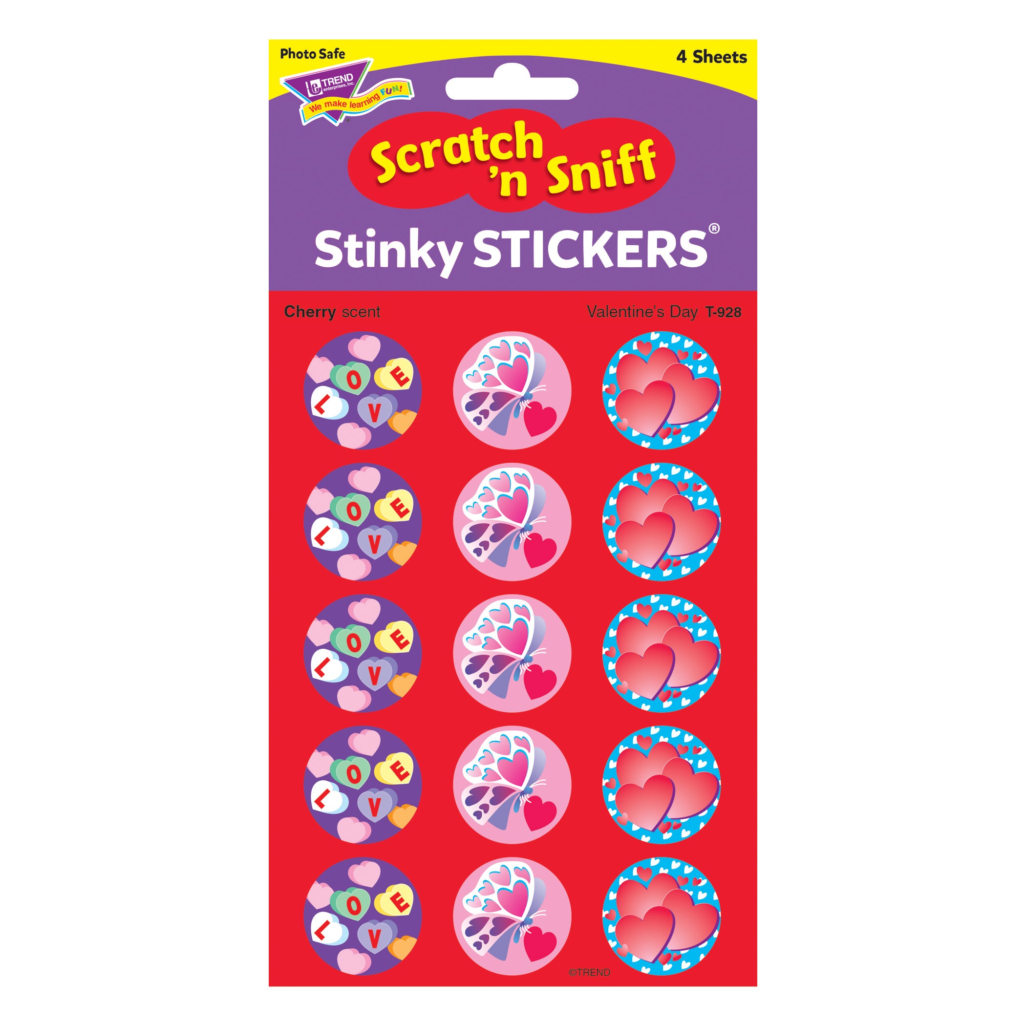 Valentine's Day/Cherry Stinky Stickers®, 60 Per Pack, 6 Packs