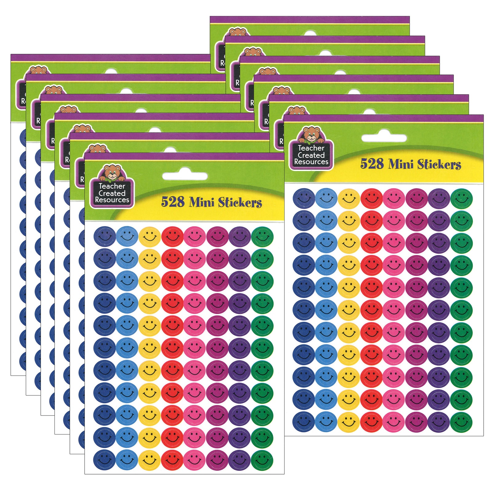 Happy Faces Mini Stickers, 528 Per Pack, 12 Packs