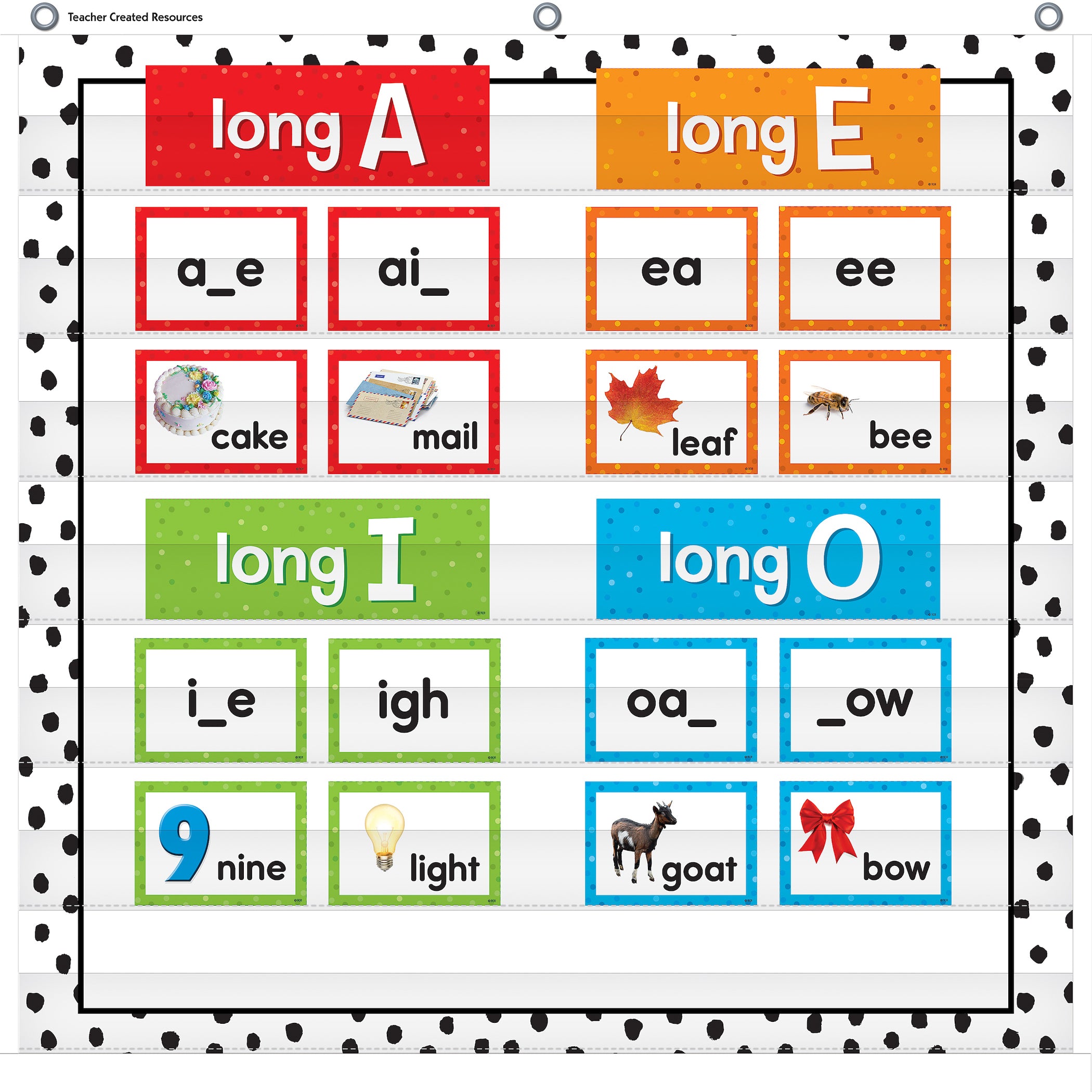 Black Painted Dots on White 7 Pocket Chart, 28" x 28"