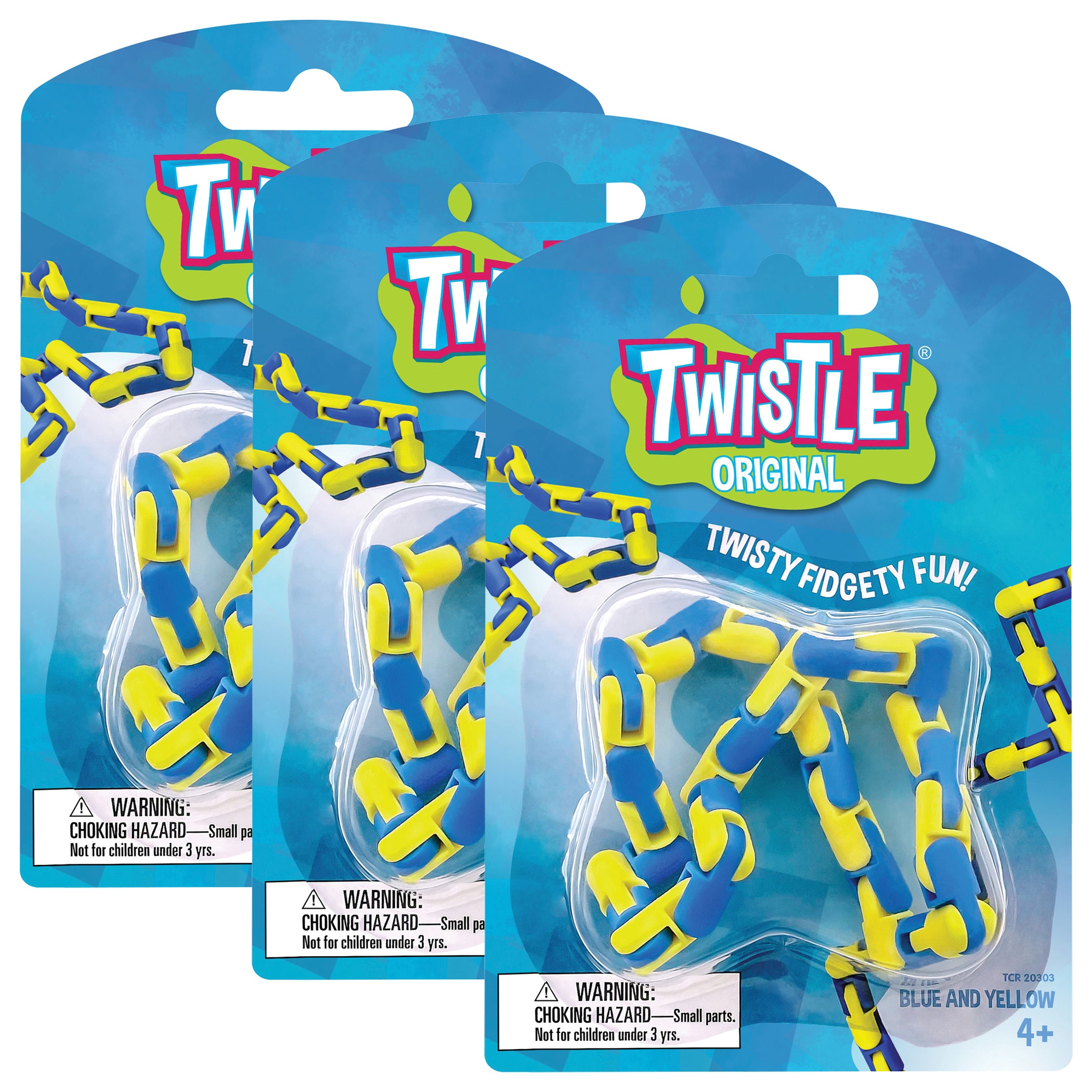 Twistle Original, Blue & Yellow, Pack of 3