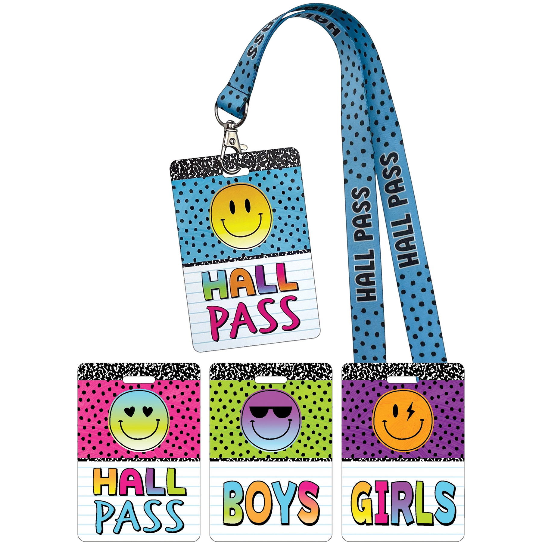 Brights 4Ever Hall Pass with Lanyard, 4 Per Pack, 3 Packs