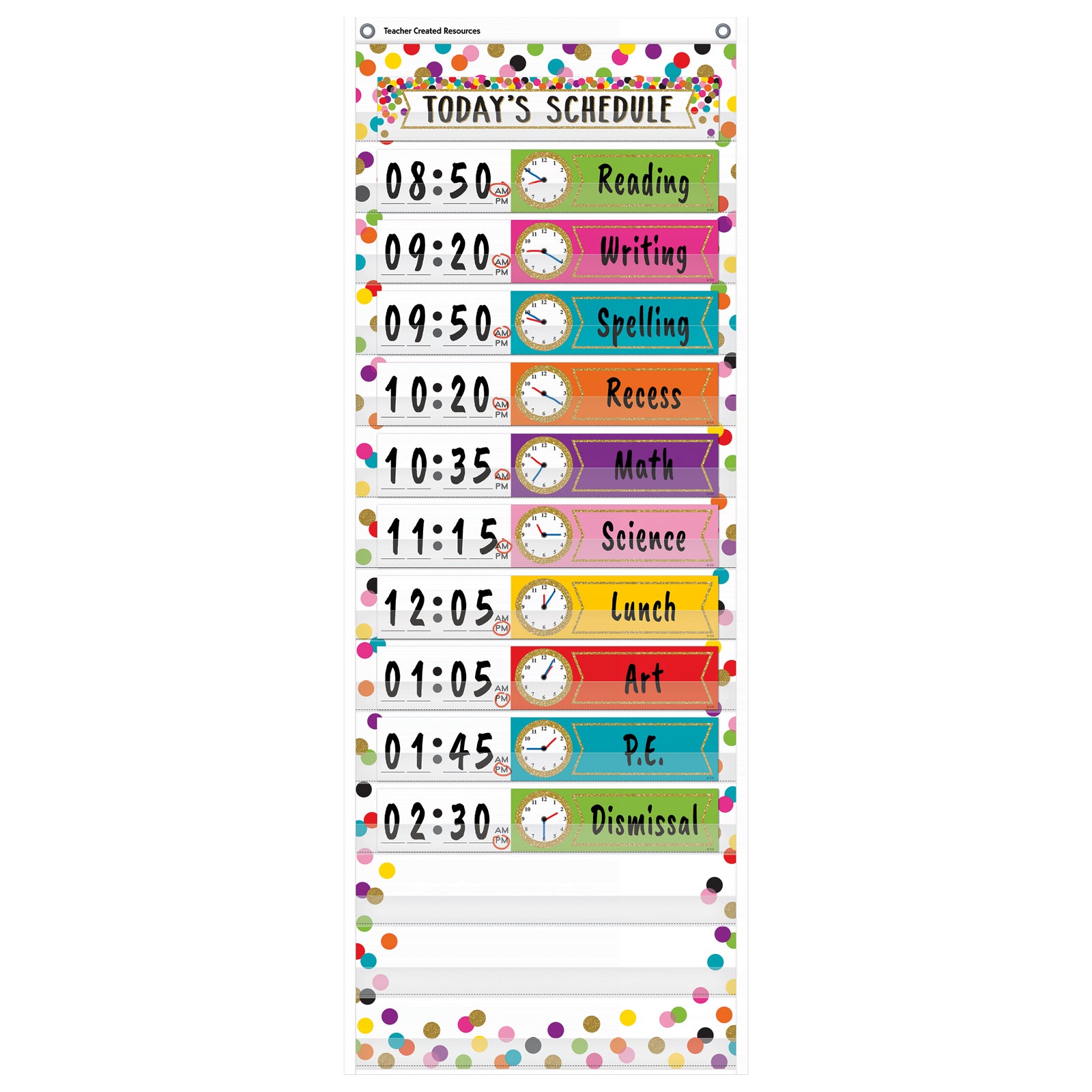 Confetti 14 Pocket Daily Schedule Pocket Chart, 13" x 34"