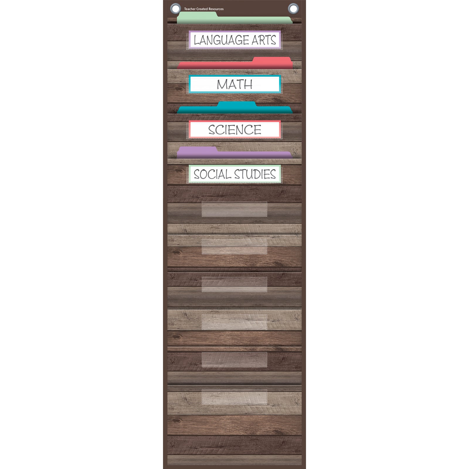 Dark Wood Design 10 Pocket File Storage Pocket Chart, 14" x 58"