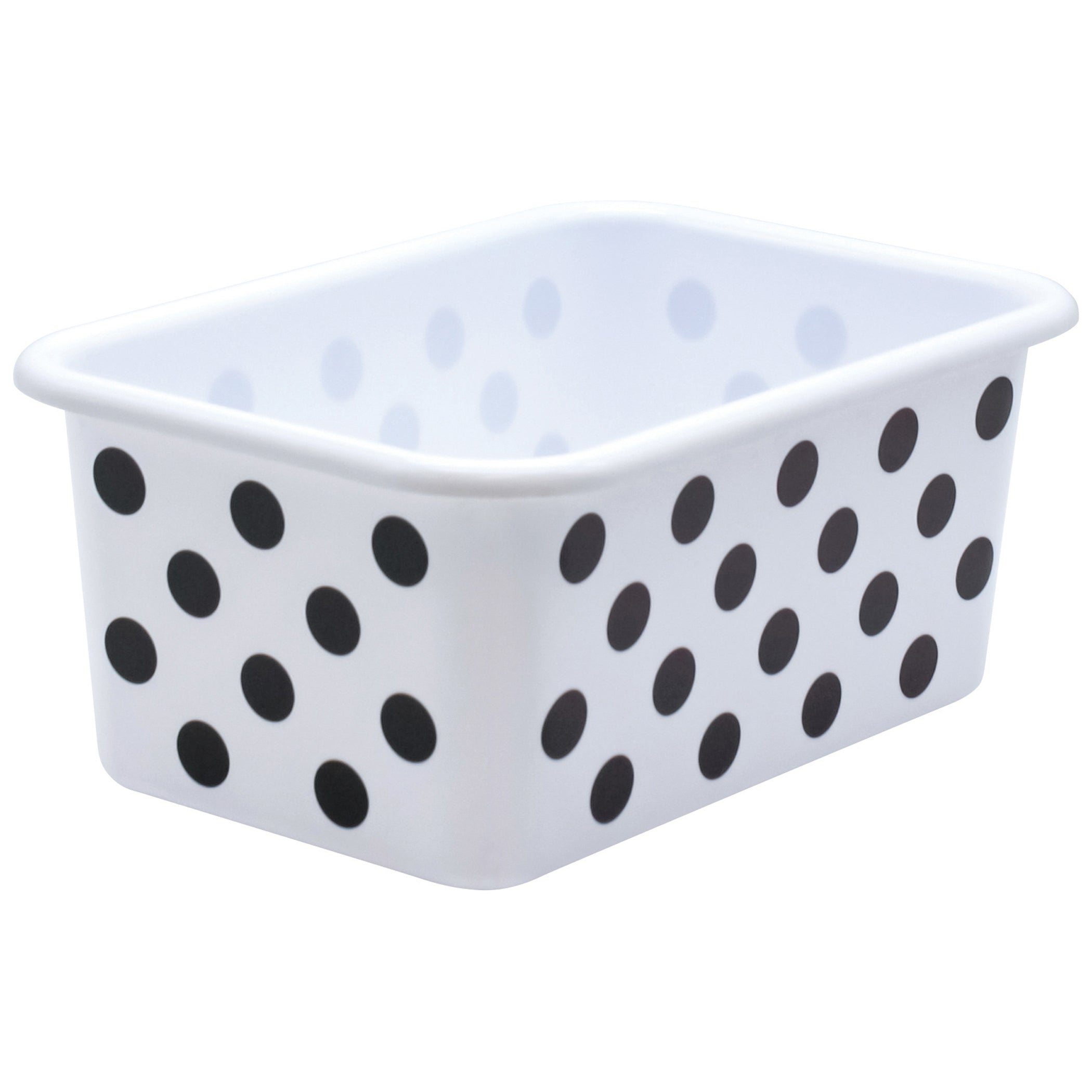 Black Polka Dots on White Small Plastic Storage Bin, Pack of 3