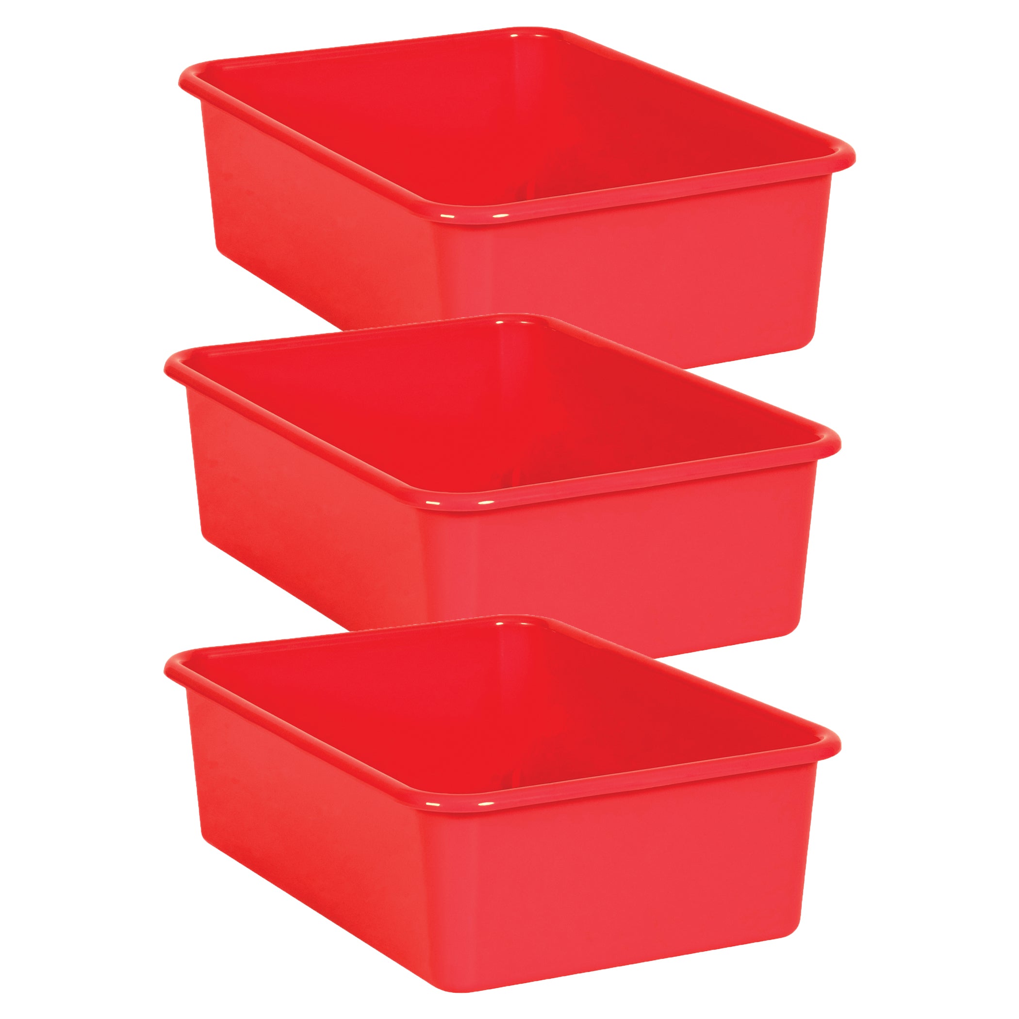 Red Large Plastic Storage Bin, Pack of 3