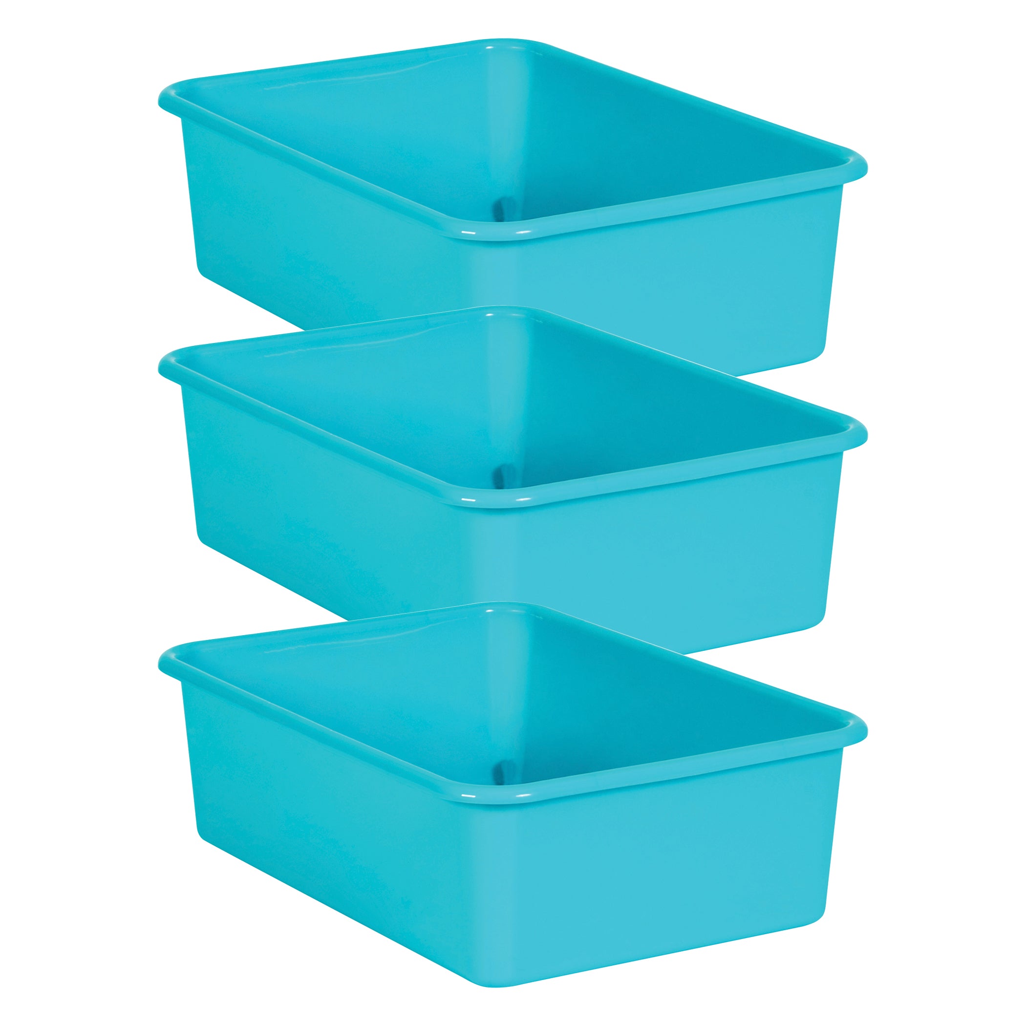 Teal Large Plastic Storage Bin, Pack of 3