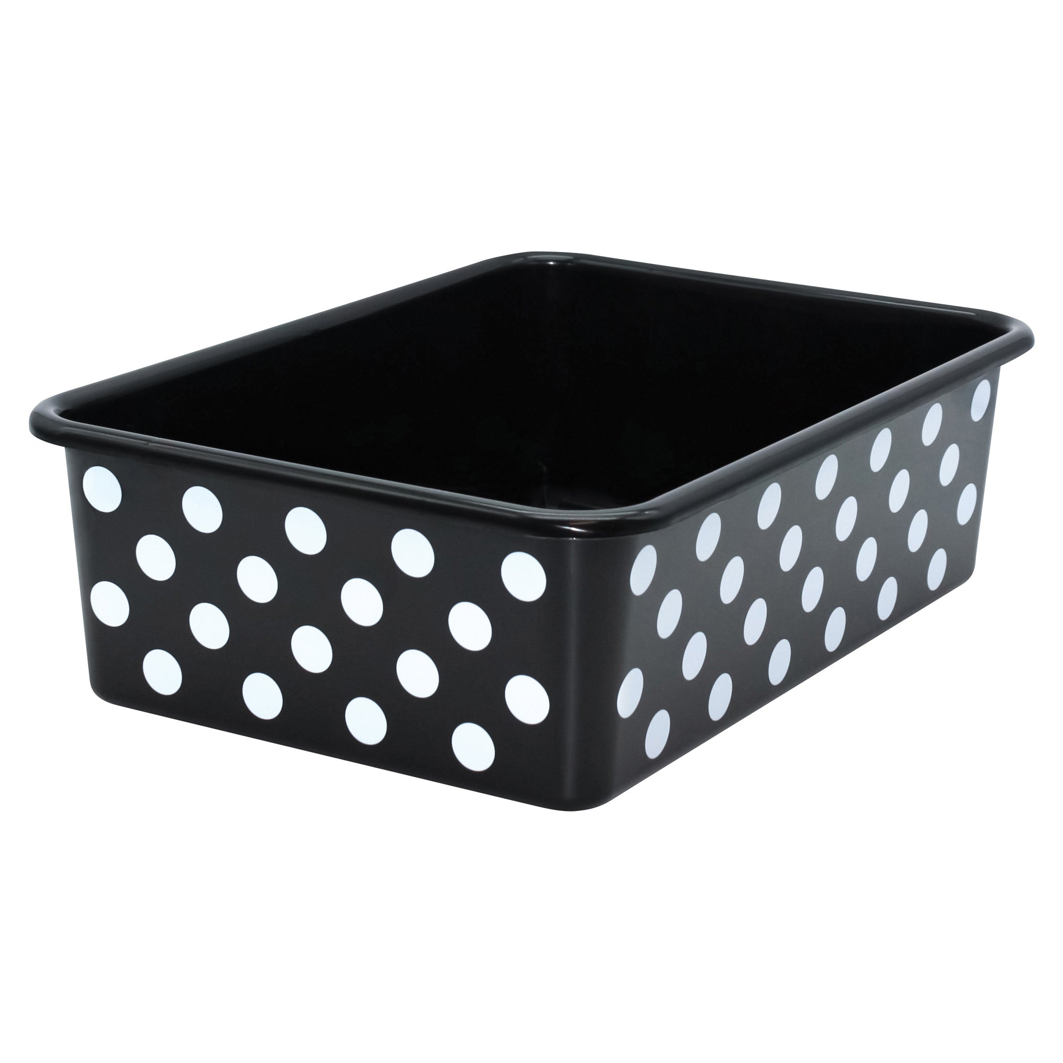 White Polka Dots on Black Large Plastic Storage Bin, Pack of 3