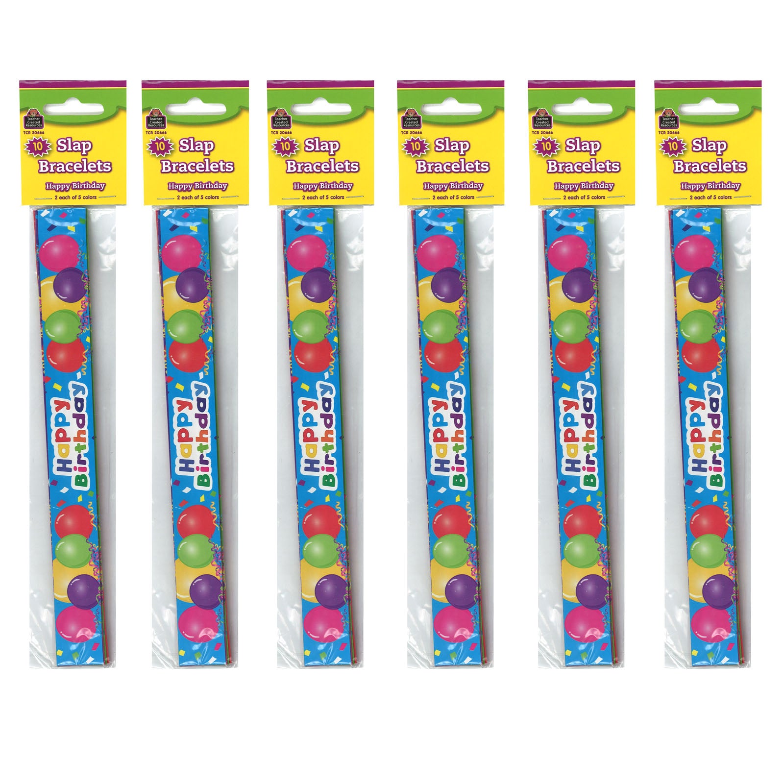 Happy Birthday Balloons Slap Bracelets, 10 Per Pack, 6 Packs