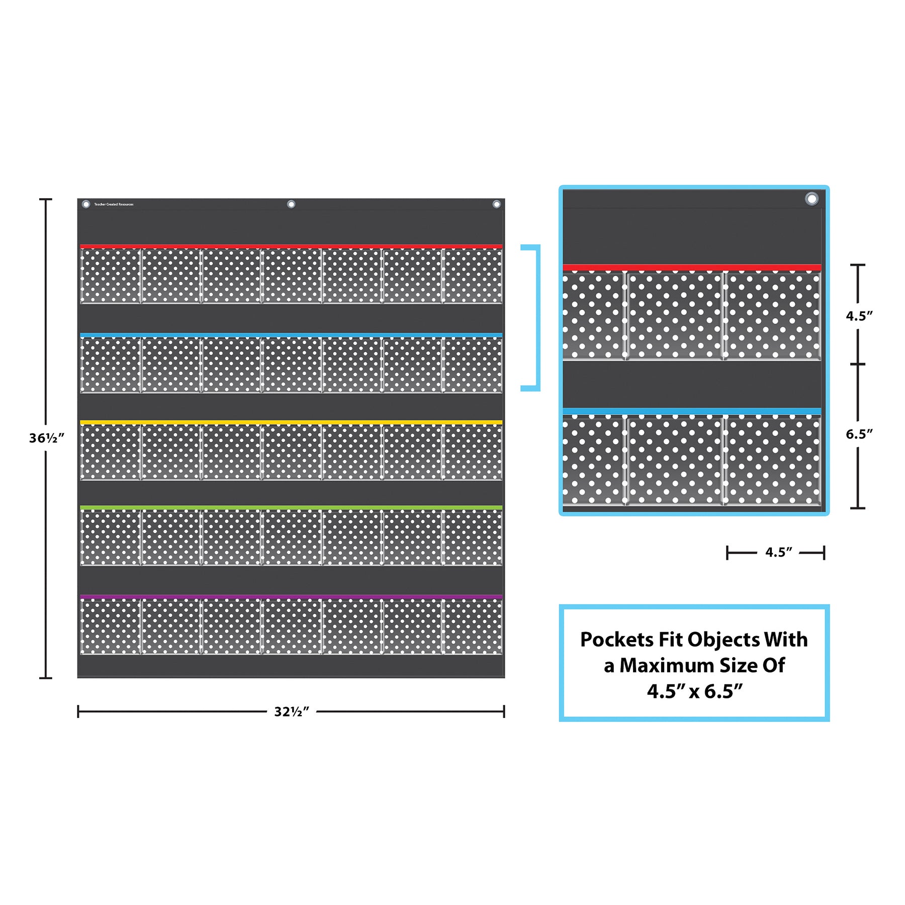 Black Polka Dots Storage Pocket Chart