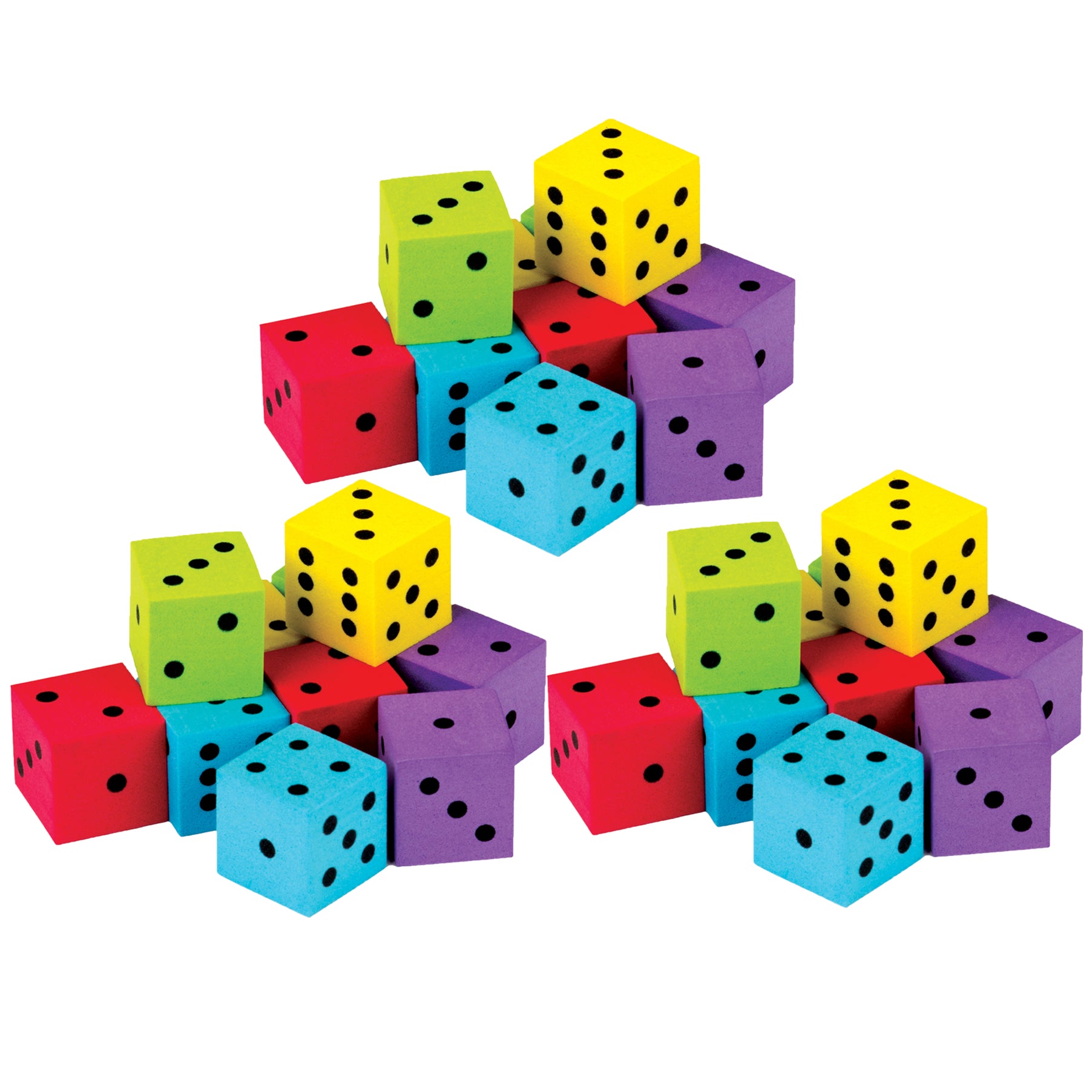 Foam Colorful Dice, 20 Per Pack, 3 Packs