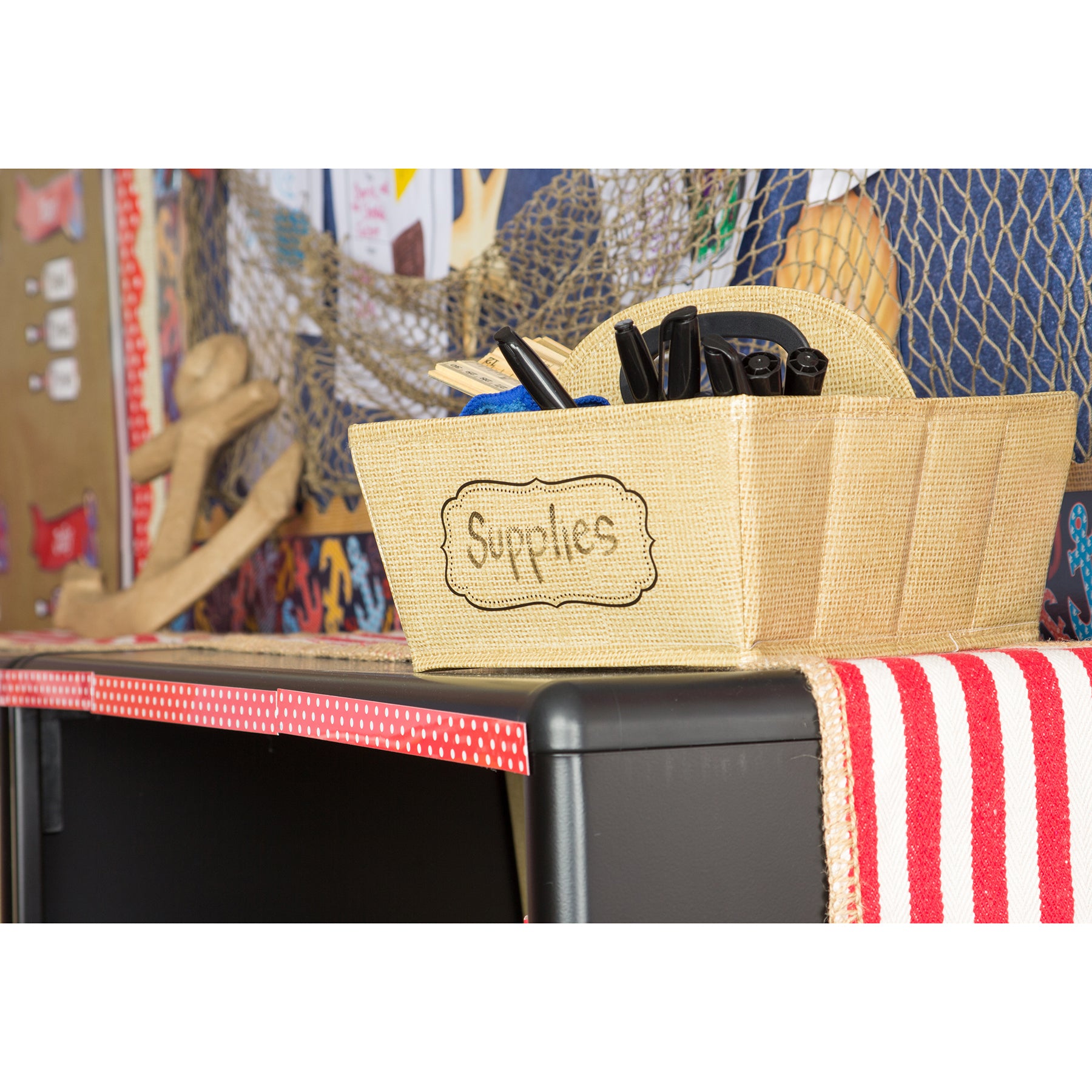 Burlap Design Storage Caddy, Pack of 2