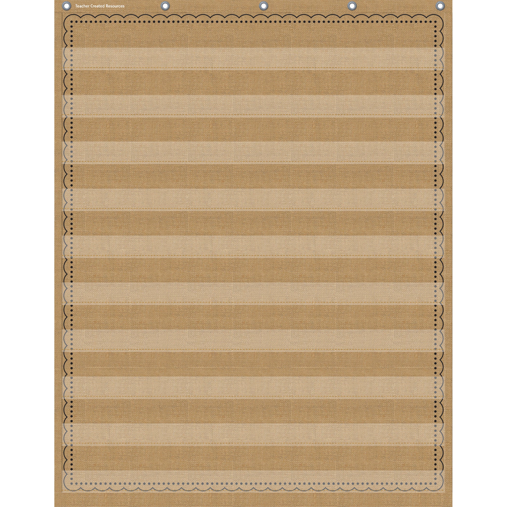 10-Pocket Pocket Chart, Burlap Design, 34" x 44"