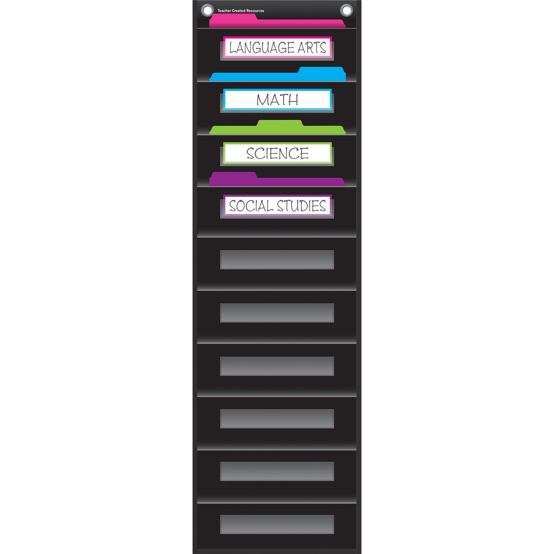 File Storage Pocket Chart, 10 Pockets, Black, 14" x 58"