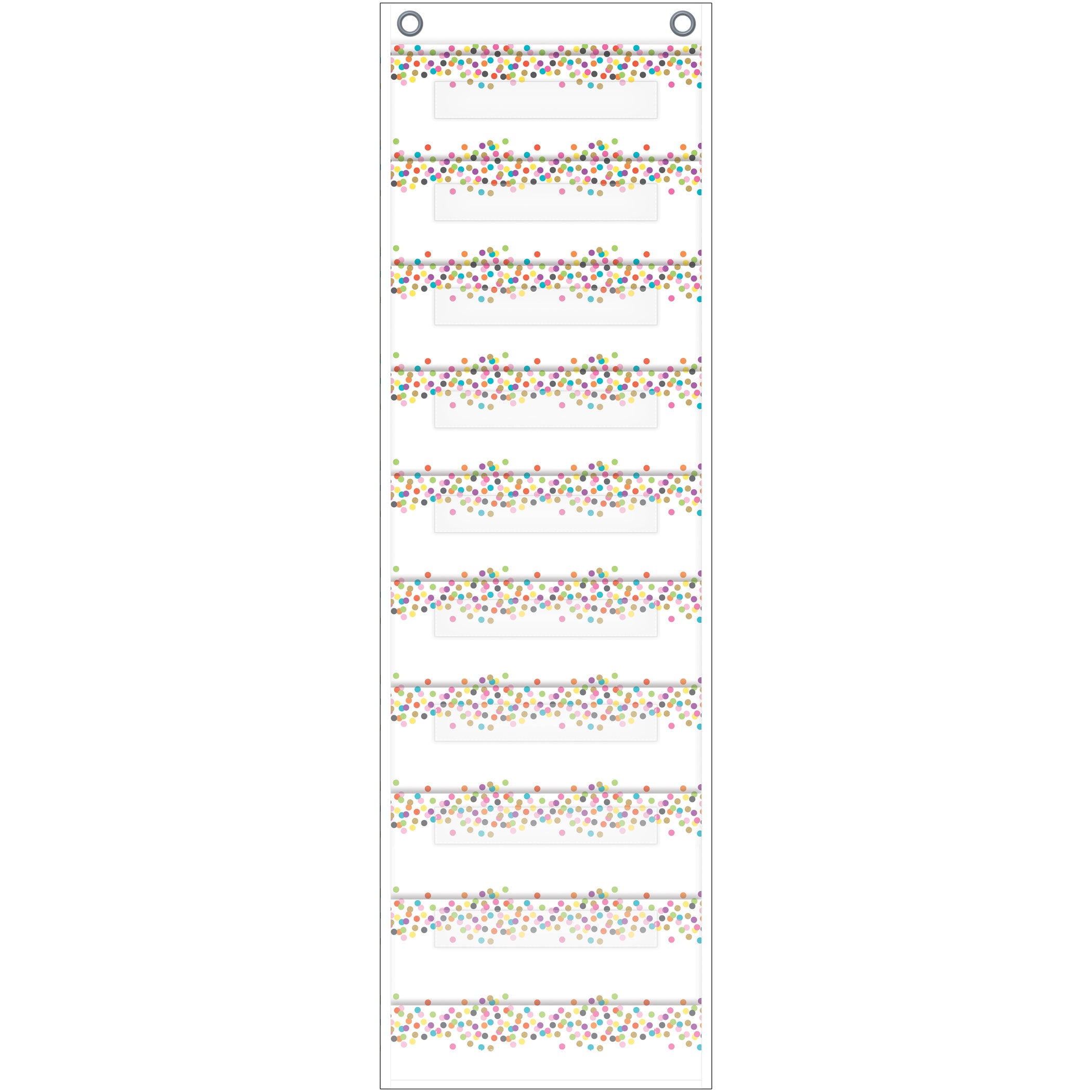 File Storage Pocket Chart, 10 Pockets, Confetti, 14" x 58"