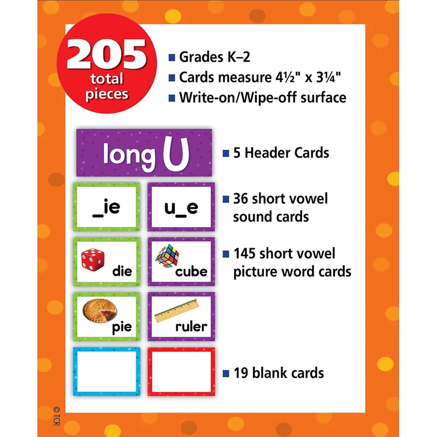 Long Vowels Pocket Chart Cards, 205 Pieces Per Pack, 2 Packs