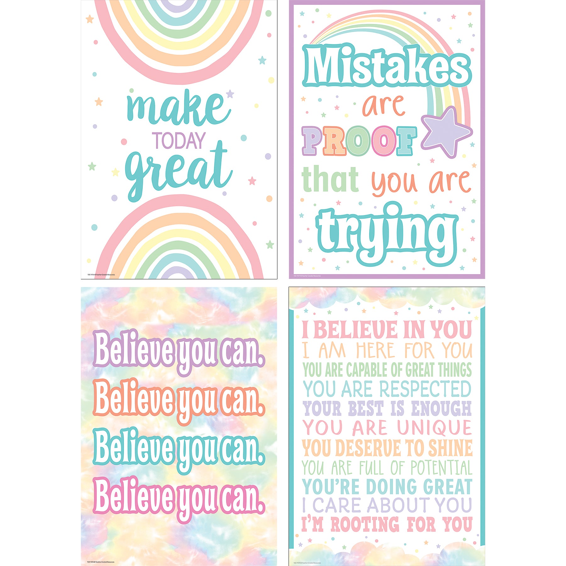 Pastel Pop Positive Posters, Set of 4