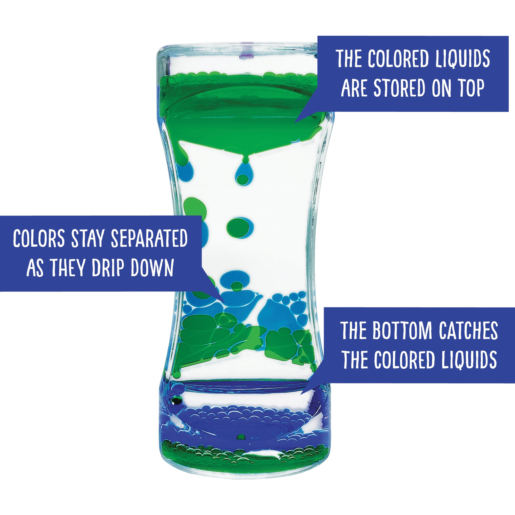 Liquid Motion Bubbler, Green & Blue, Pack of 6