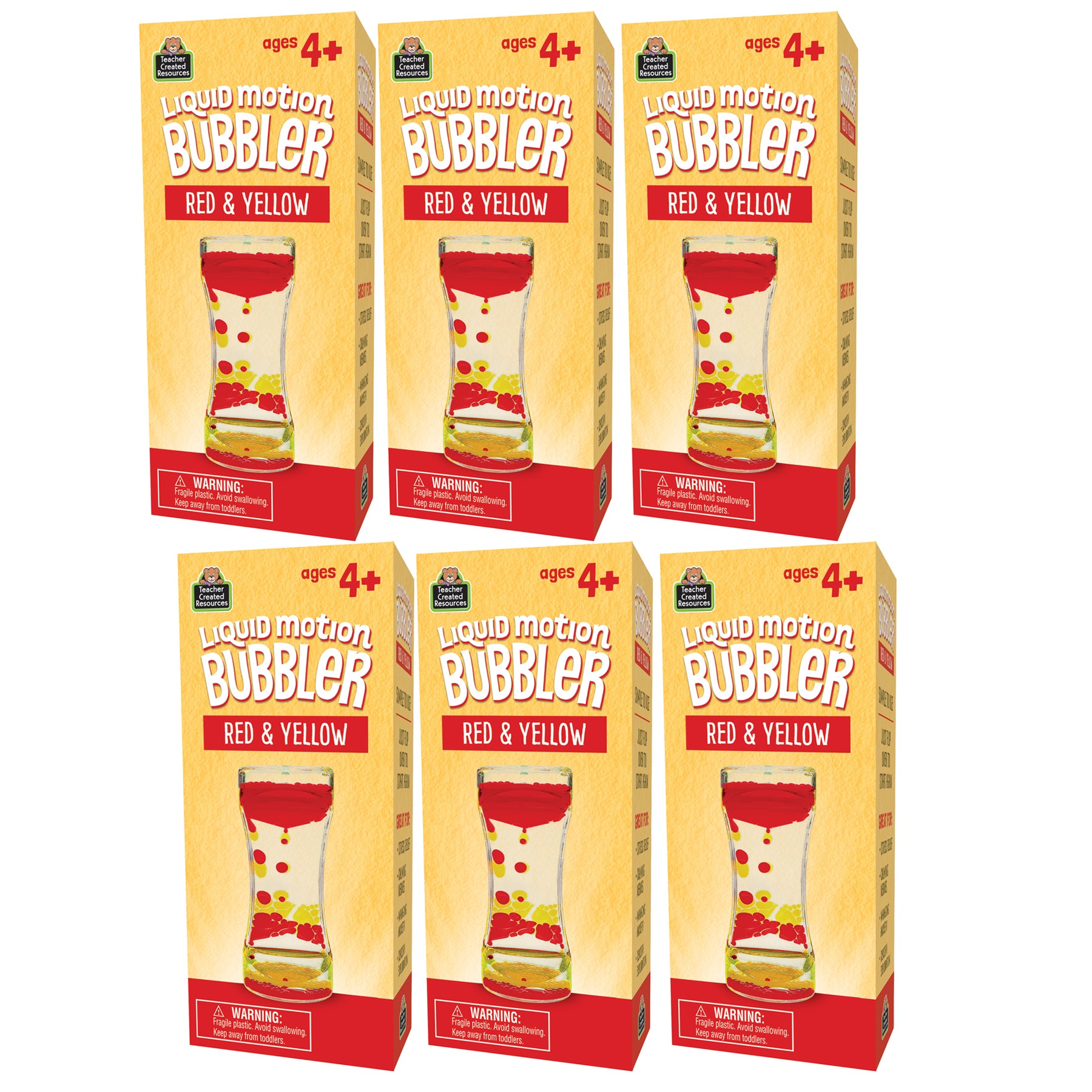 Liquid Motion Bubbler, Red & Yellow, Pack of 6