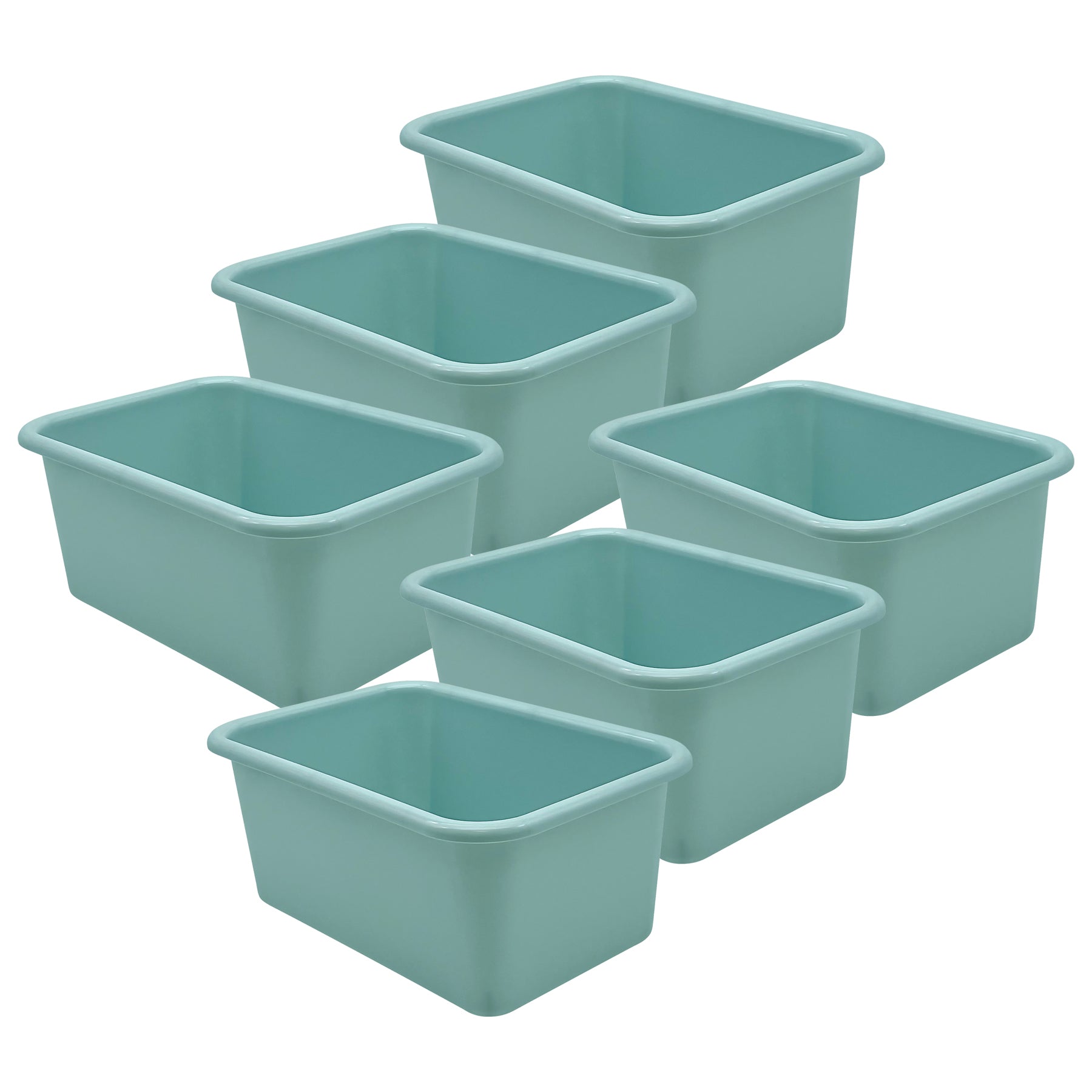 Small Plastic Storage Bin, Calming Blue, Pack of 6