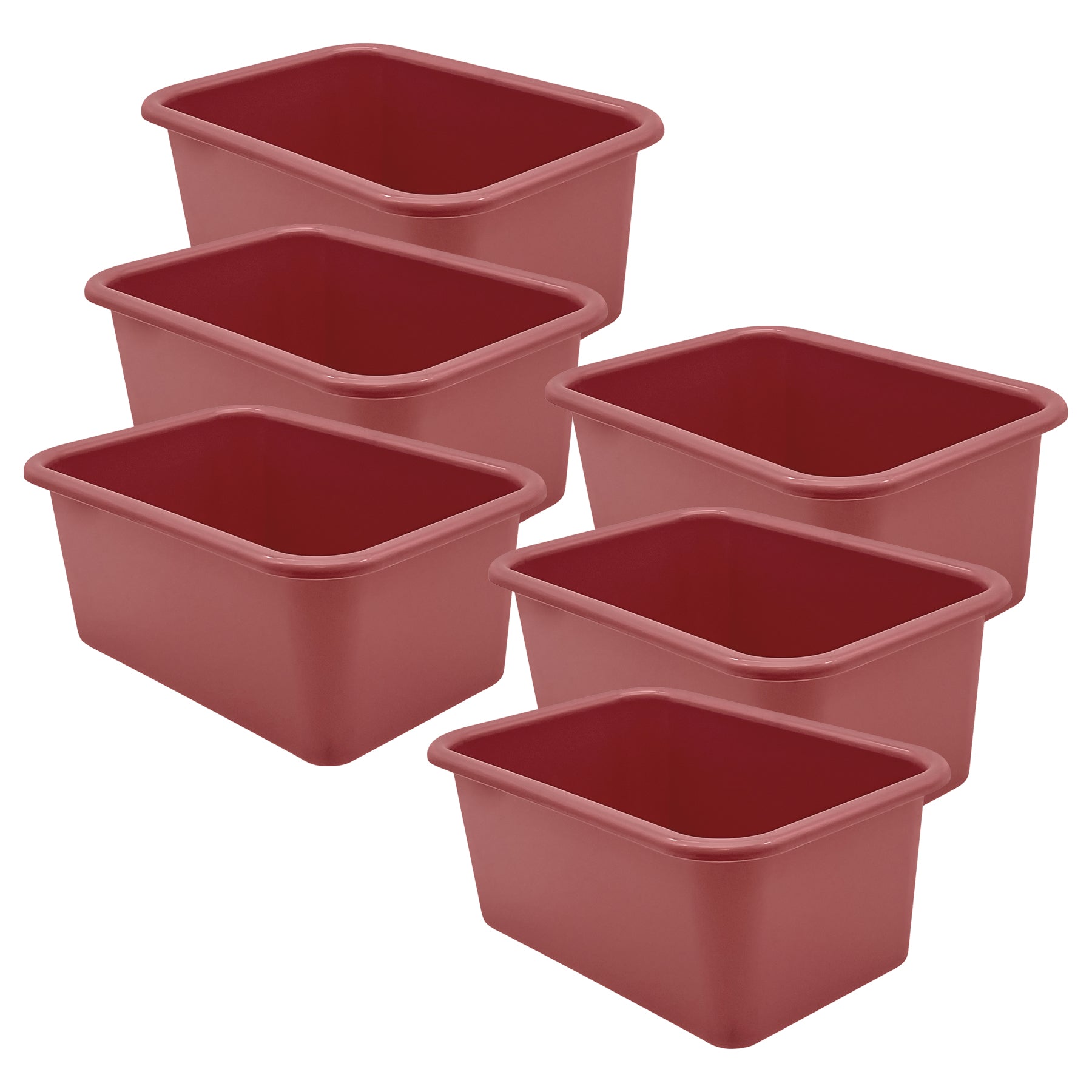 Small Plastic Storage Bin, Deep Rose, Pack of 6