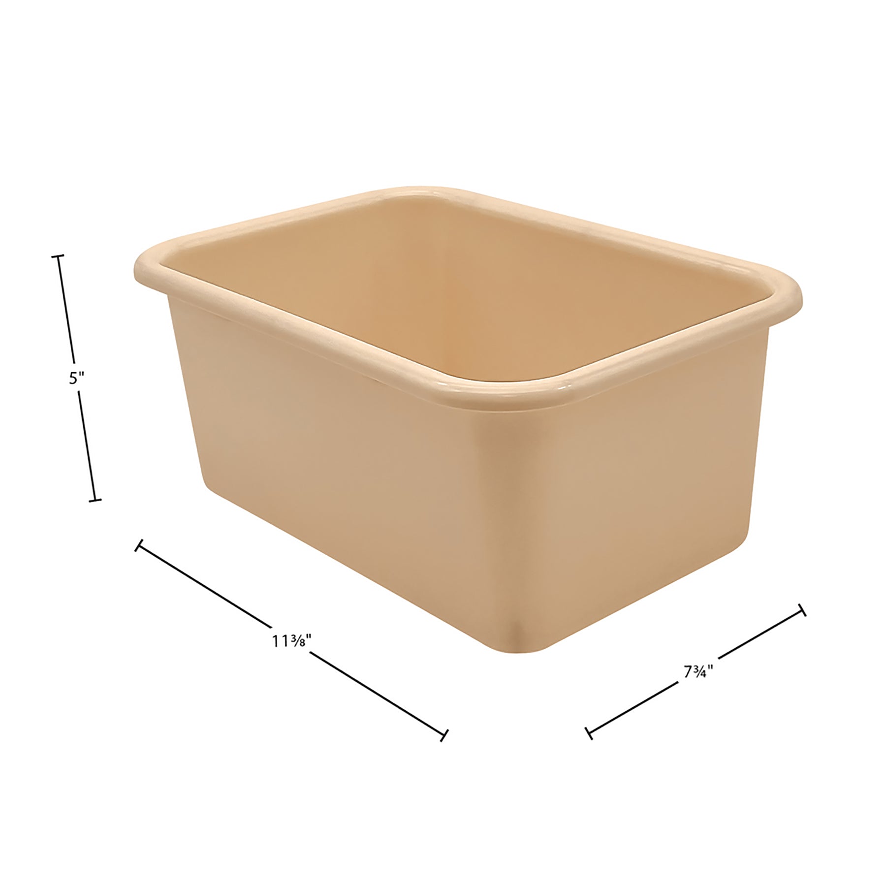 Small Plastic Storage Bin, Light Brown, Pack of 6